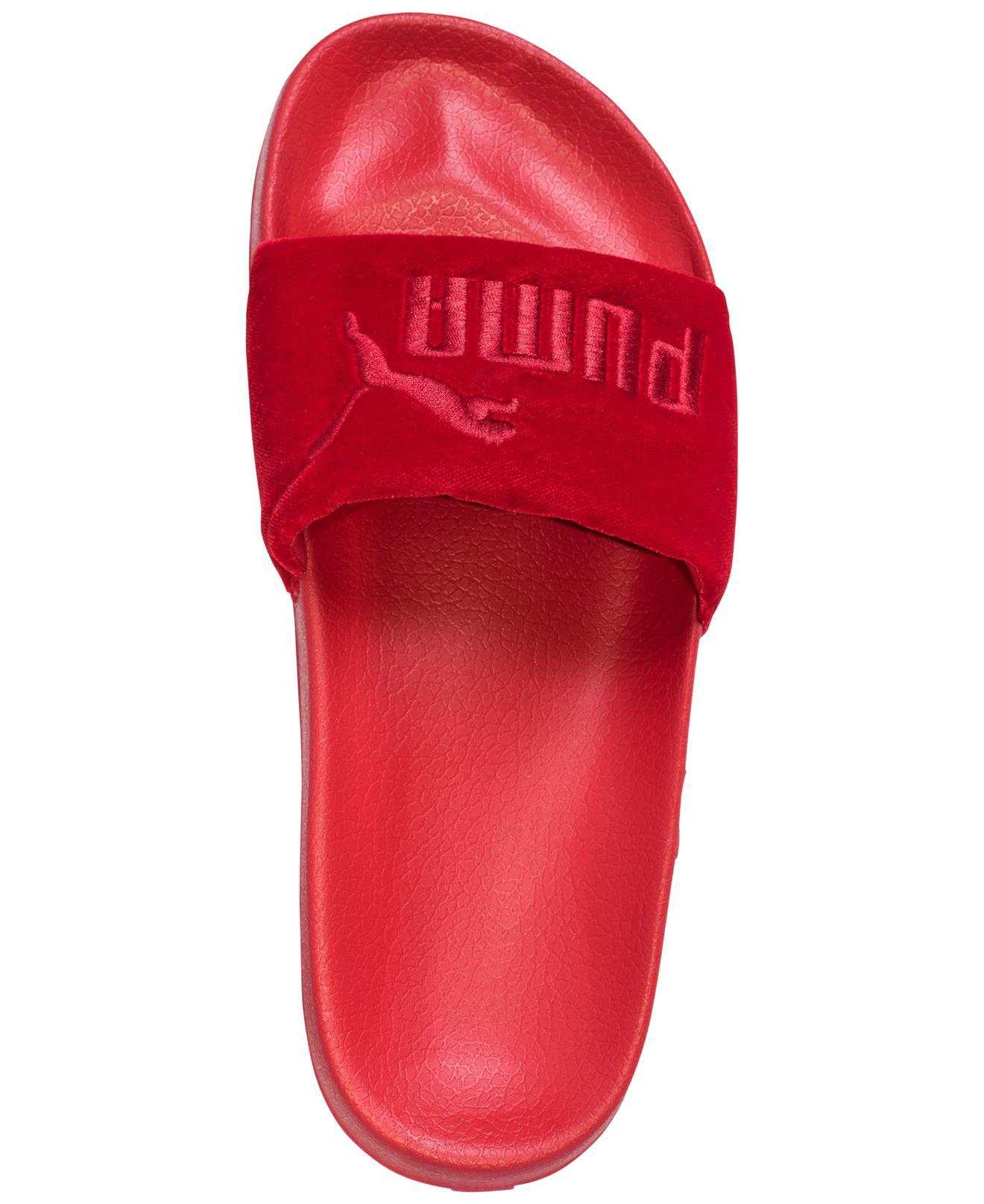 PUMA Leadcat Velvet Slide Sandals From Finish Line in Red | Lyst