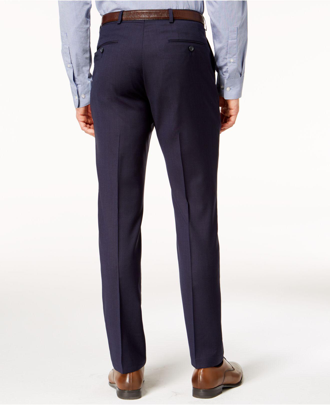 DKNY Synthetic Modern-fit Stretch Textured Suit Pants in Navy (Blue ...