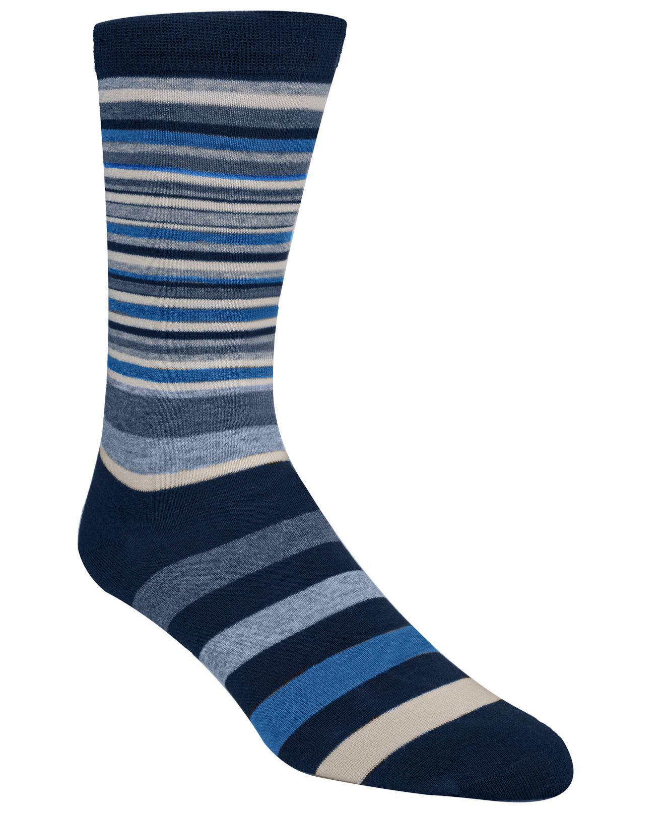 Cole Haan Cotton Town Stripe Crew Socks in Blue for Men - Lyst