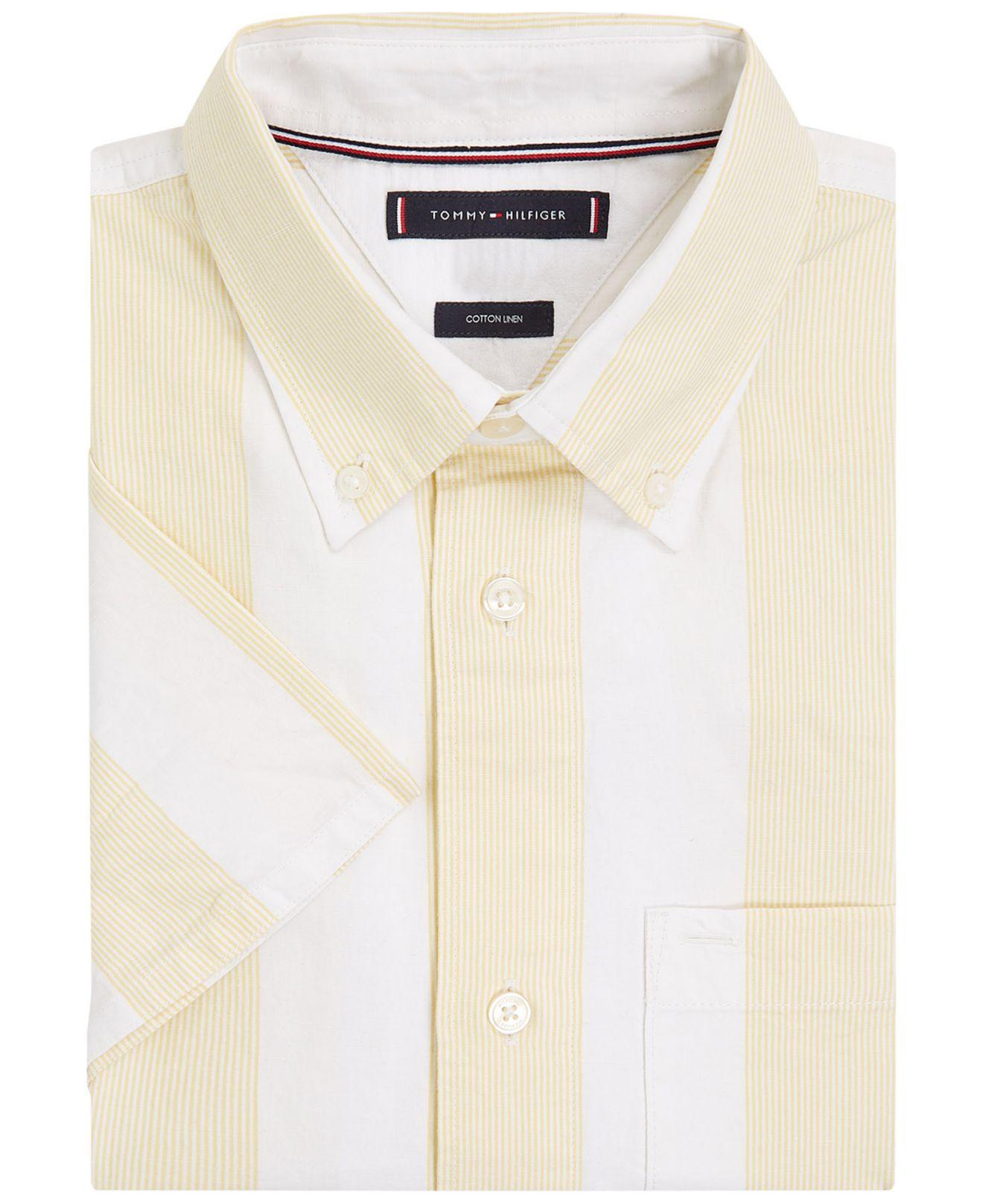 Tommy Hilfiger Cotton-linen Vertical Stripe Short-sleeve Shirt in White for  Men | Lyst