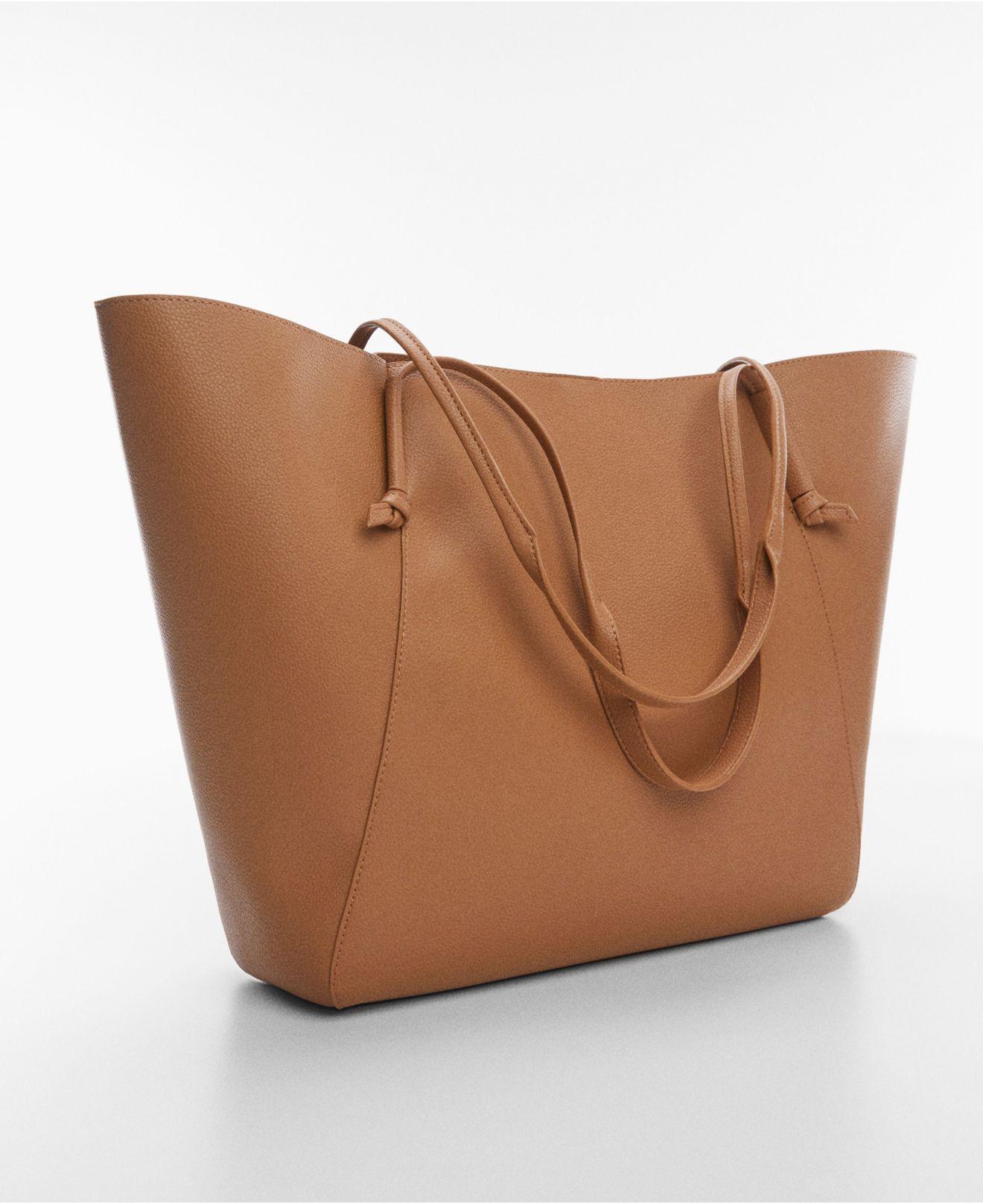 Mango Knot Handle Shopper Bag in Brown | Lyst