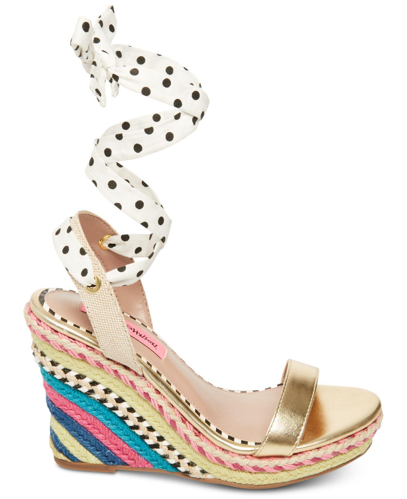 Betsey Johnson Colvin Tie-up Wedge Sandals - Lyst