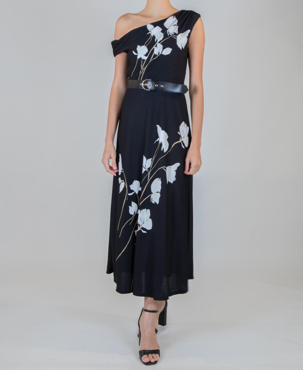 navy blue dress for baby girl Ann Taylor Asymmetric Off-The-Shoulder Column Dress Size 8 Black Women's main image 1