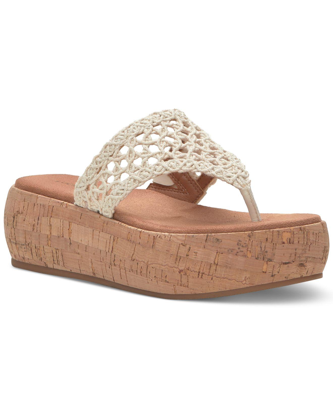 Lucky Brand Jaslene Crochet Platform Sandals in White | Lyst