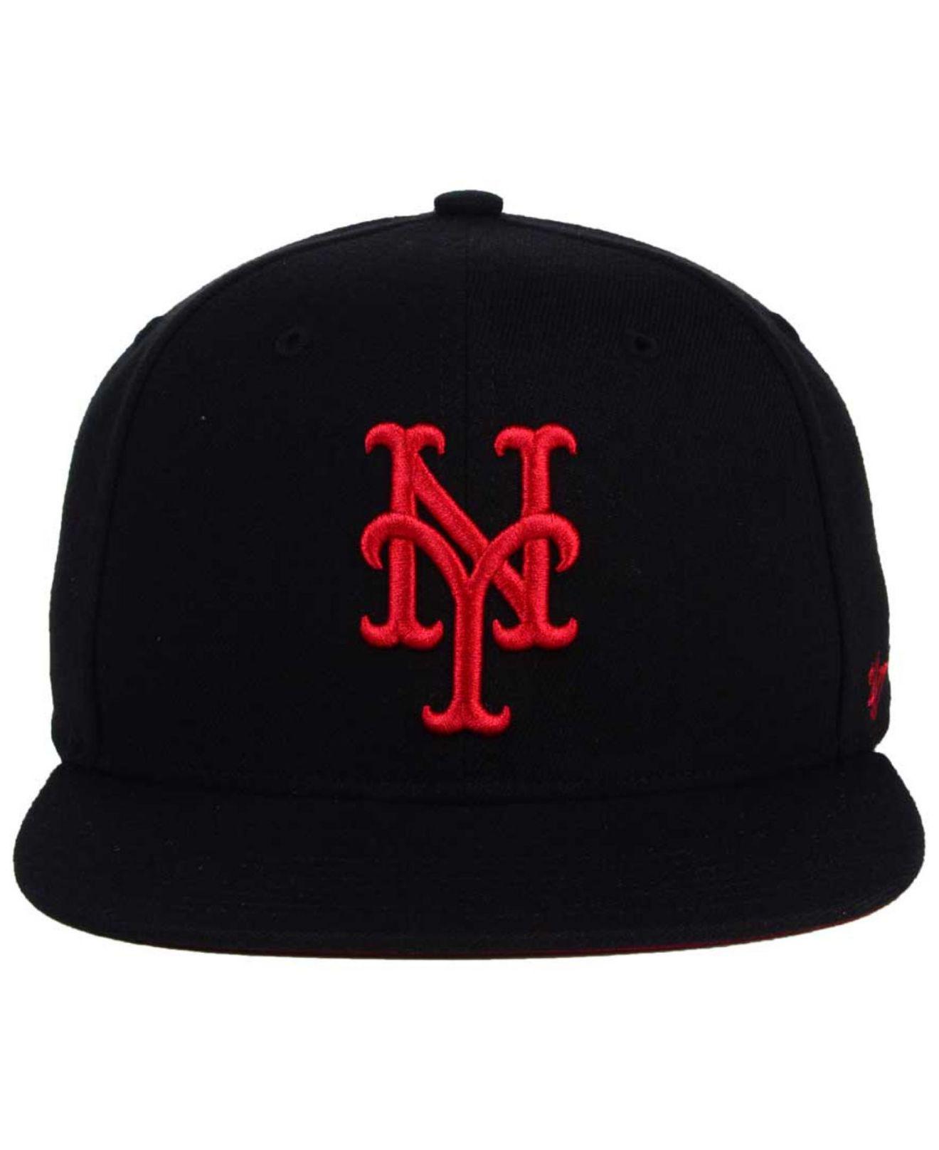 47 Brand New York Mets Black Red Shot Snapback Cap for Men