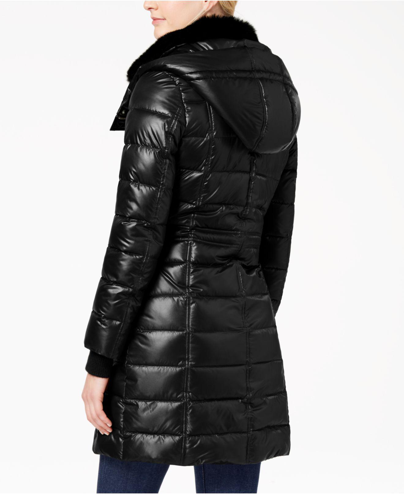 French Connection Fauxfurcollar Puffer Coat in Black Lyst