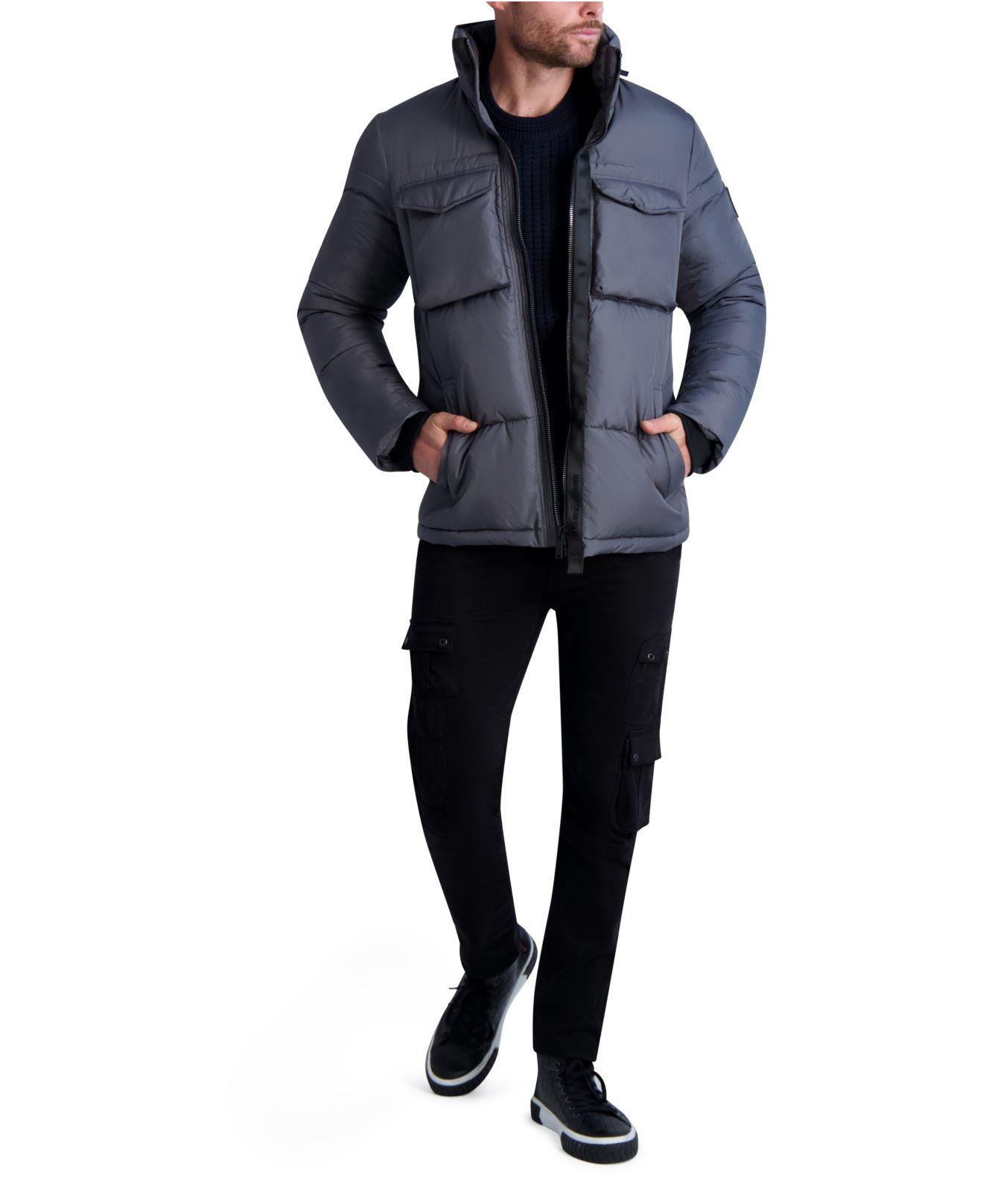 Karl Lagerfeld Hidden Hood Faux Down Jacket in Black for Men Lyst