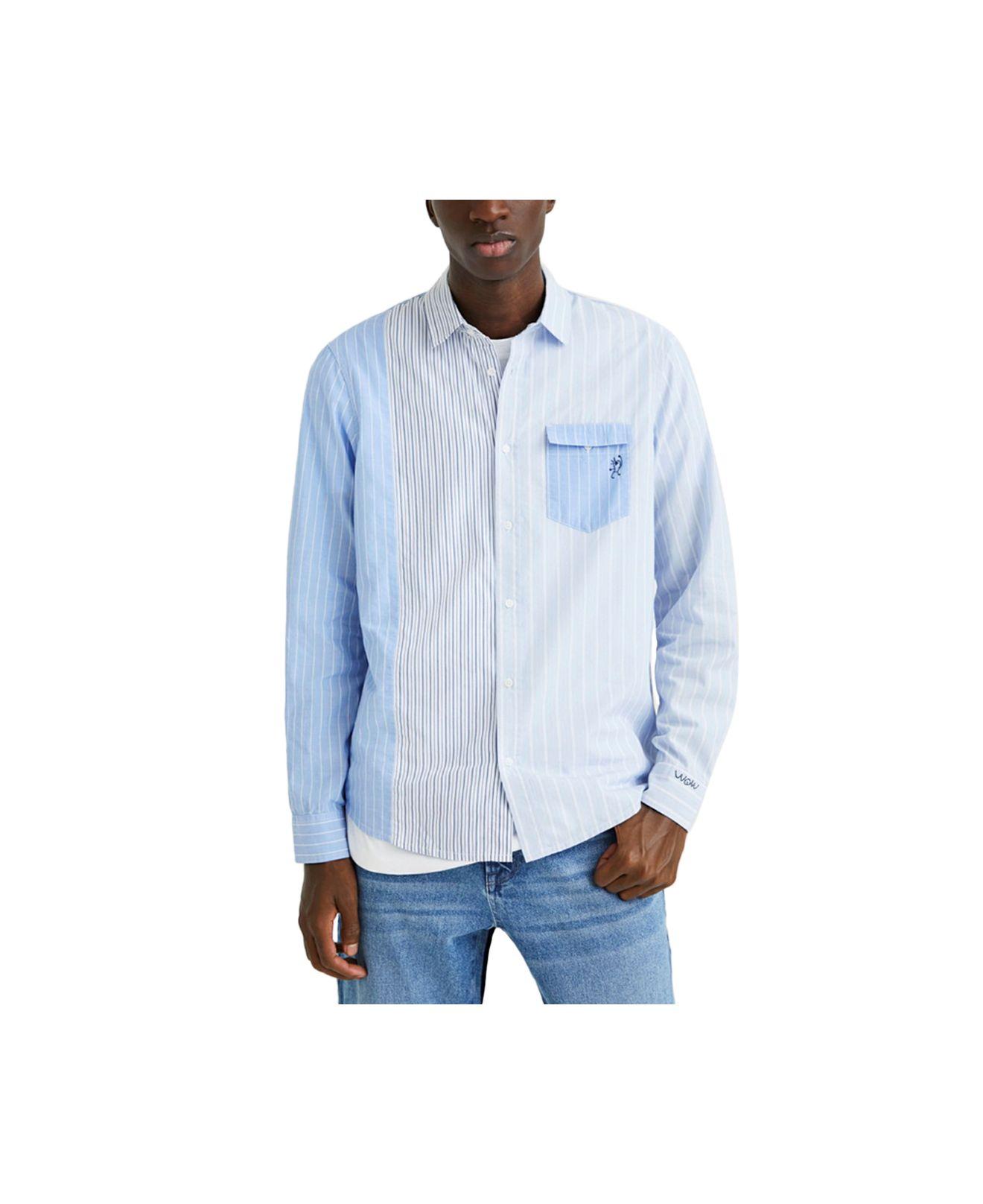 vee Tolk slinger Desigual Colorblocked Stripe Shirt in Blue for Men | Lyst