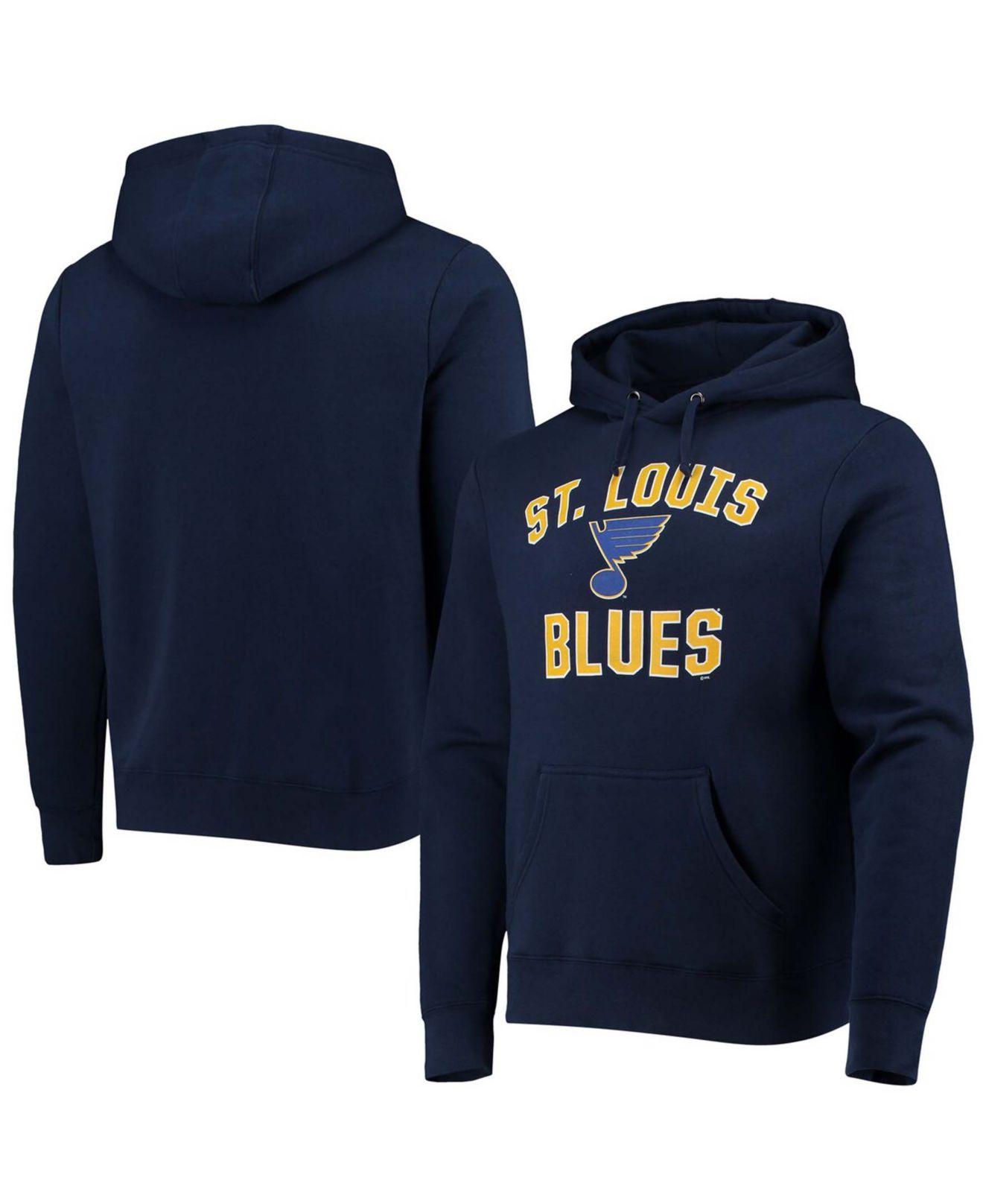 Men's Fanatics Branded Heathered Gray/Blue St. Louis Blues Block Party Classic Arch Signature Pullover Hoodie