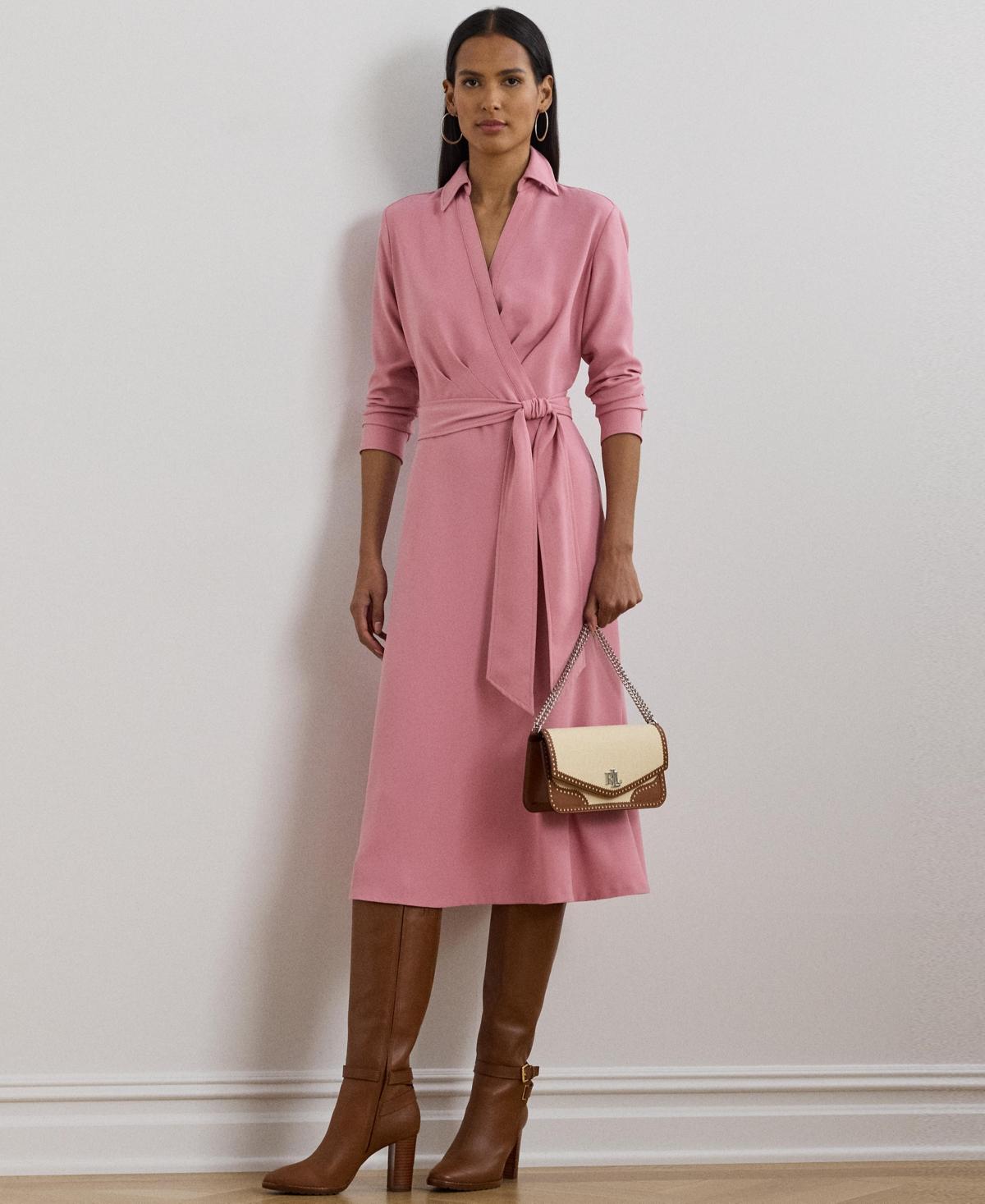 Ralph Lauren シルク　ドレス　ピンク Next：日本 ピンク - Lauren Ralph Lauren V Neck Rouched
