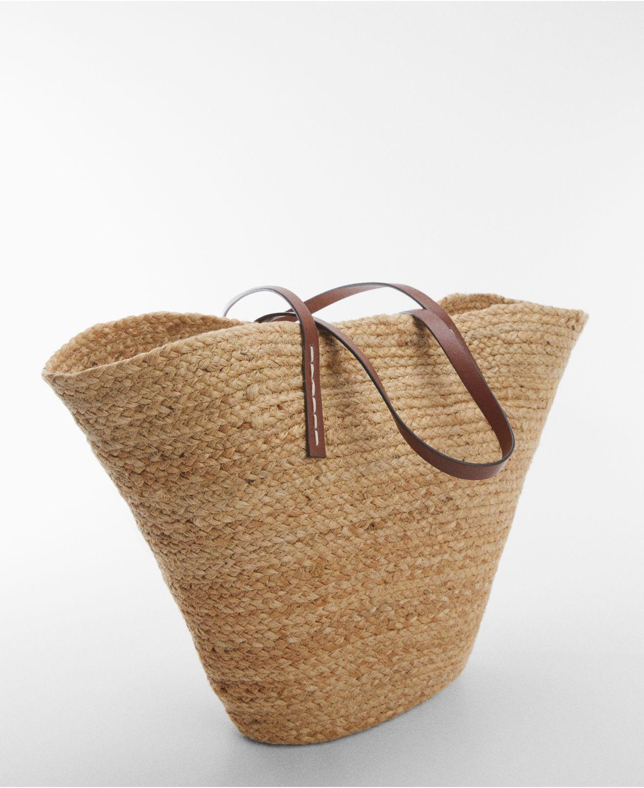 Mango Jute Basket Handbag in Brown | Lyst