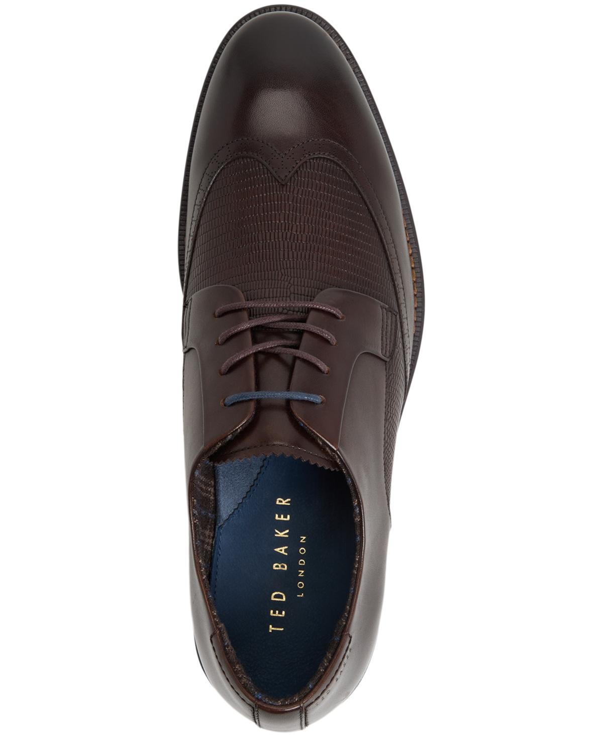 Ted Baker Black Patent Wingtip Derbys with Purple Laces and Brown Sole The Parsons Medium Tan Calf Derby Oxford has a clean  main image 4