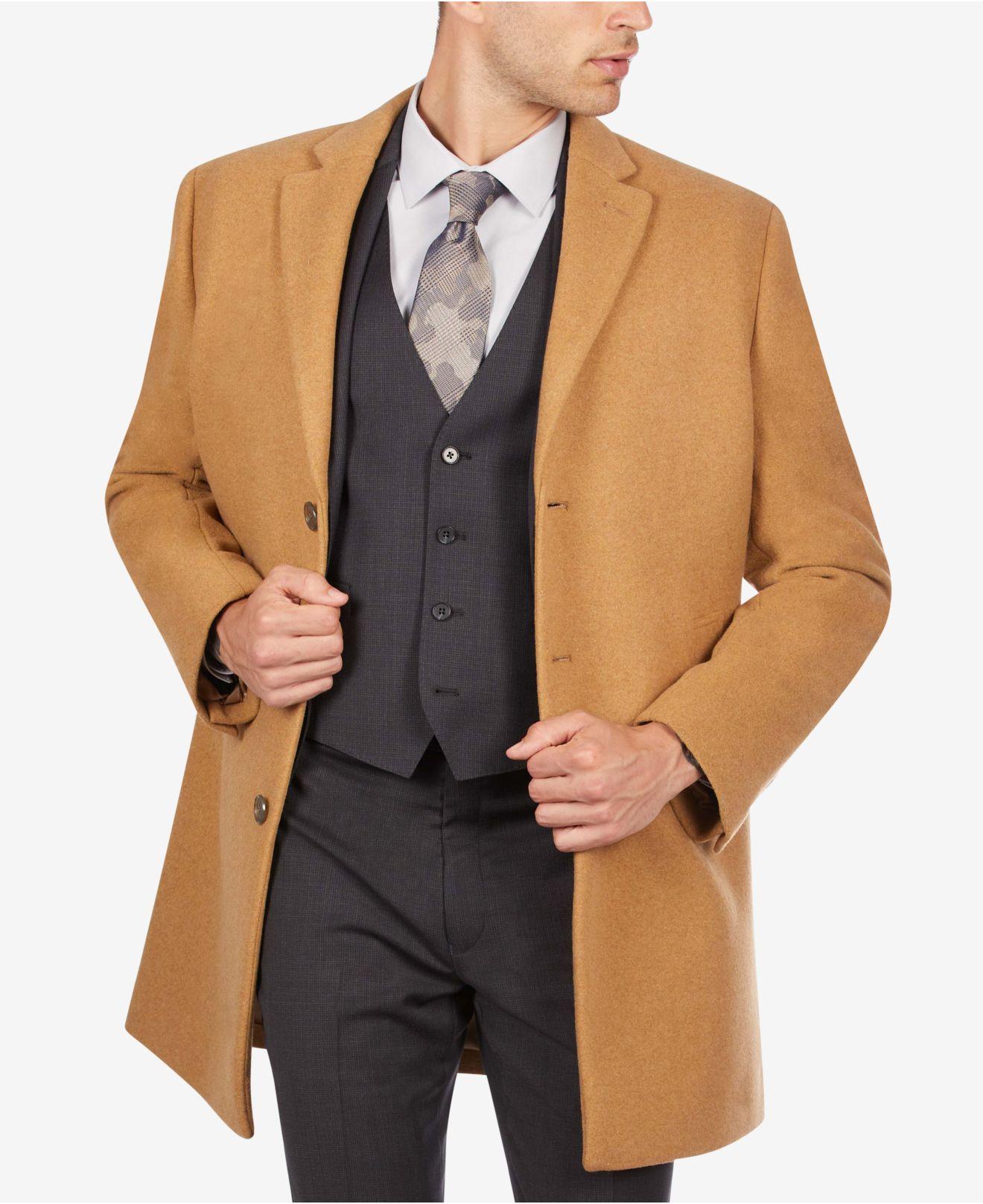 Calvin Klein Wool Men's Prosper Extra-slim Fit Overcoat in Camel (Natural)  for Men | Lyst