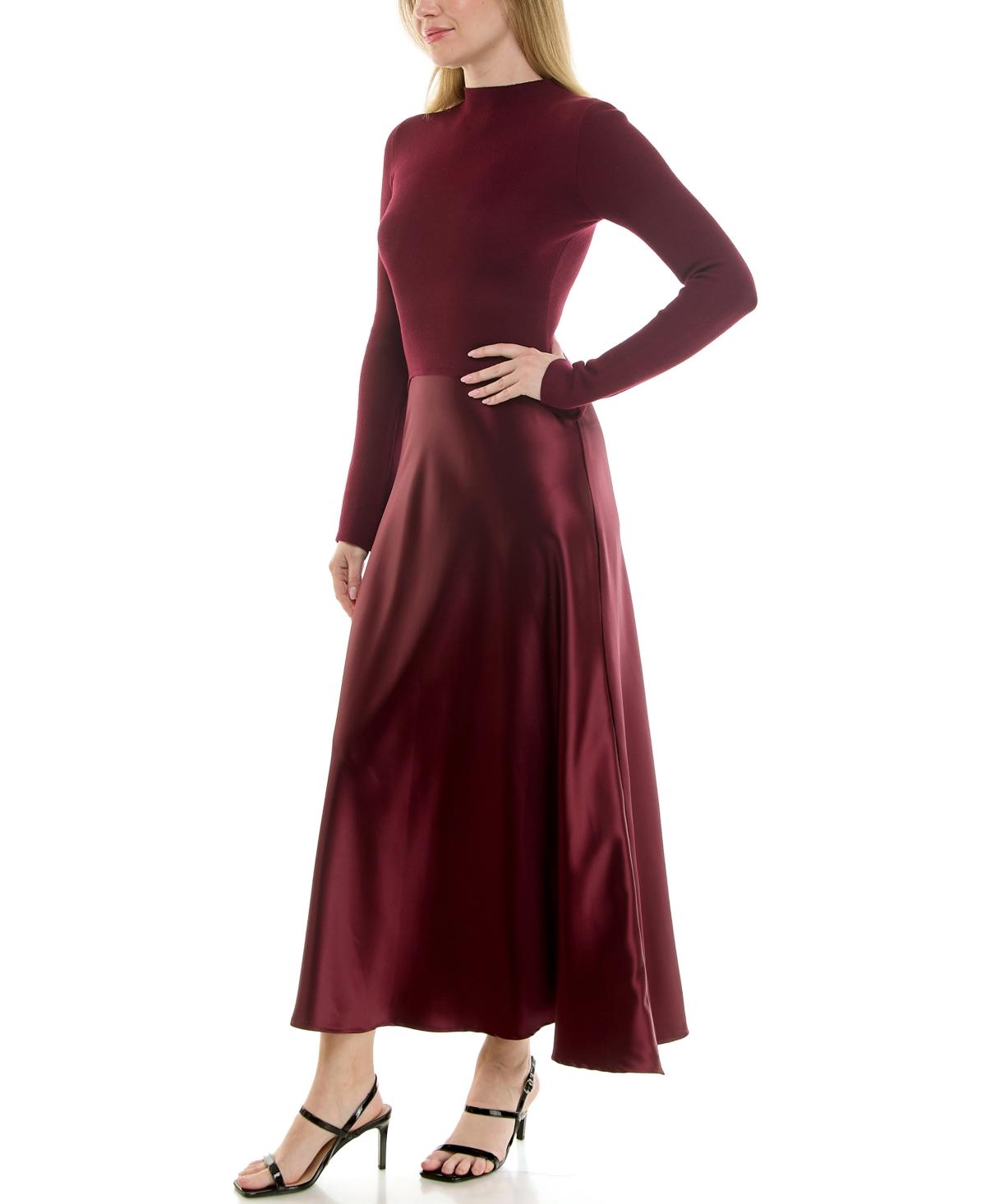 Taylor Satin Twofer A-line Sweater Dress in Red | Lyst