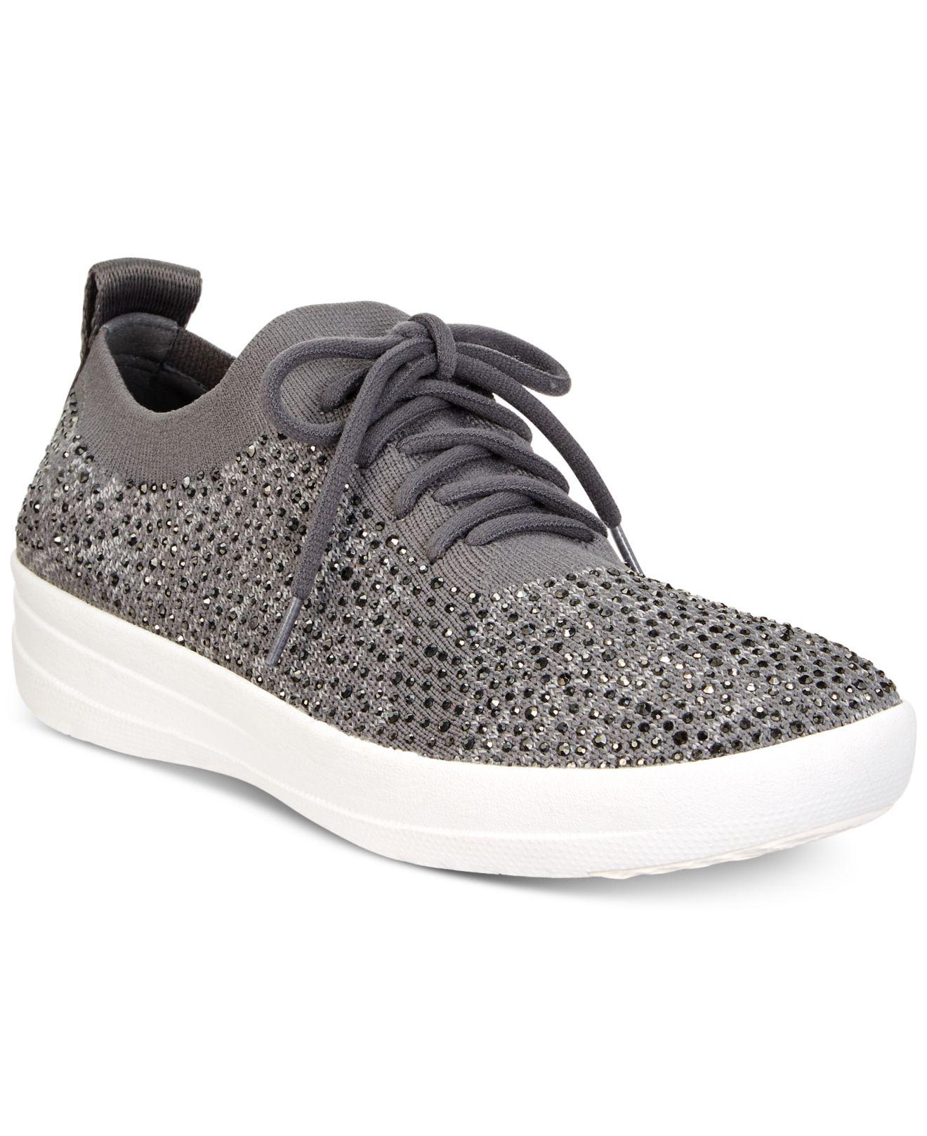 Fitflop F-sporty Uberknit Crystal Sneakers in Gray | Lyst