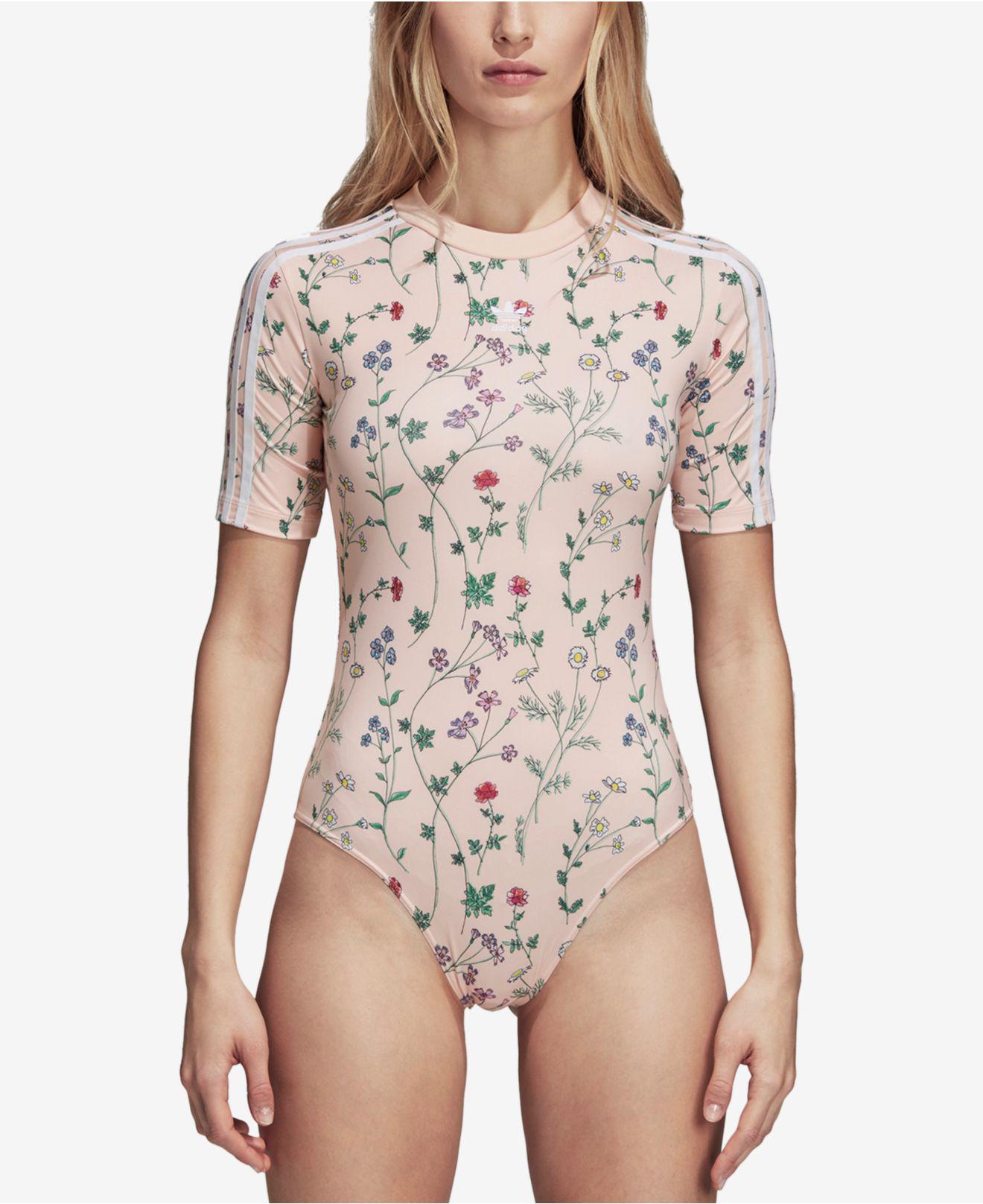 adidas Synthetic Originals Floral-print Bodysuit in Pink - Lyst