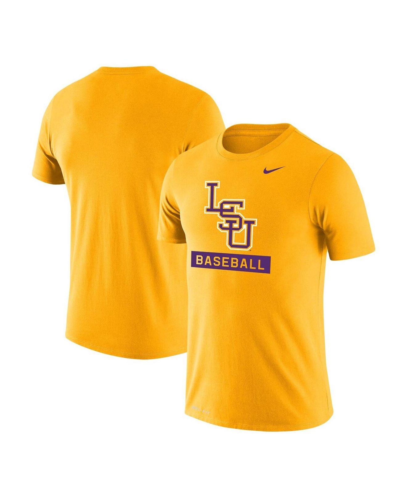 Nike Gold Lsu Tigers Baseball Logo Stack Legend Performance T-shirt in