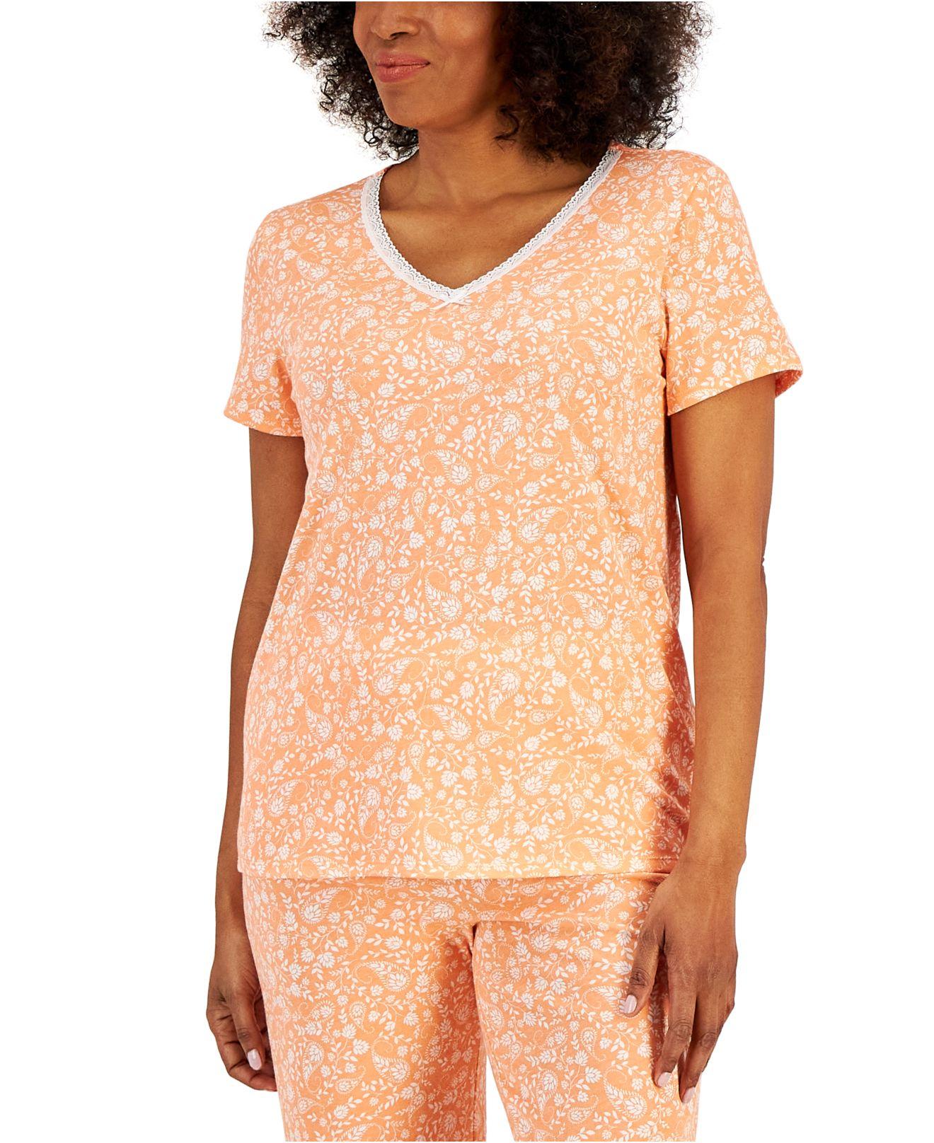 Charter Club Cotton Lace-trim Essentials Capri Pajama Set, Created For  Macy's in Orange | Lyst