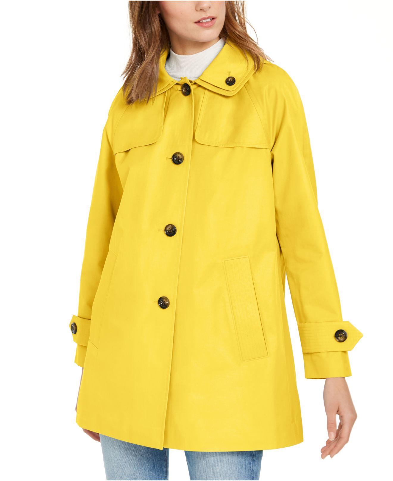 London Fog Cotton Hooded Water-resistant Raincoat in Lemon (Yellow) - Lyst