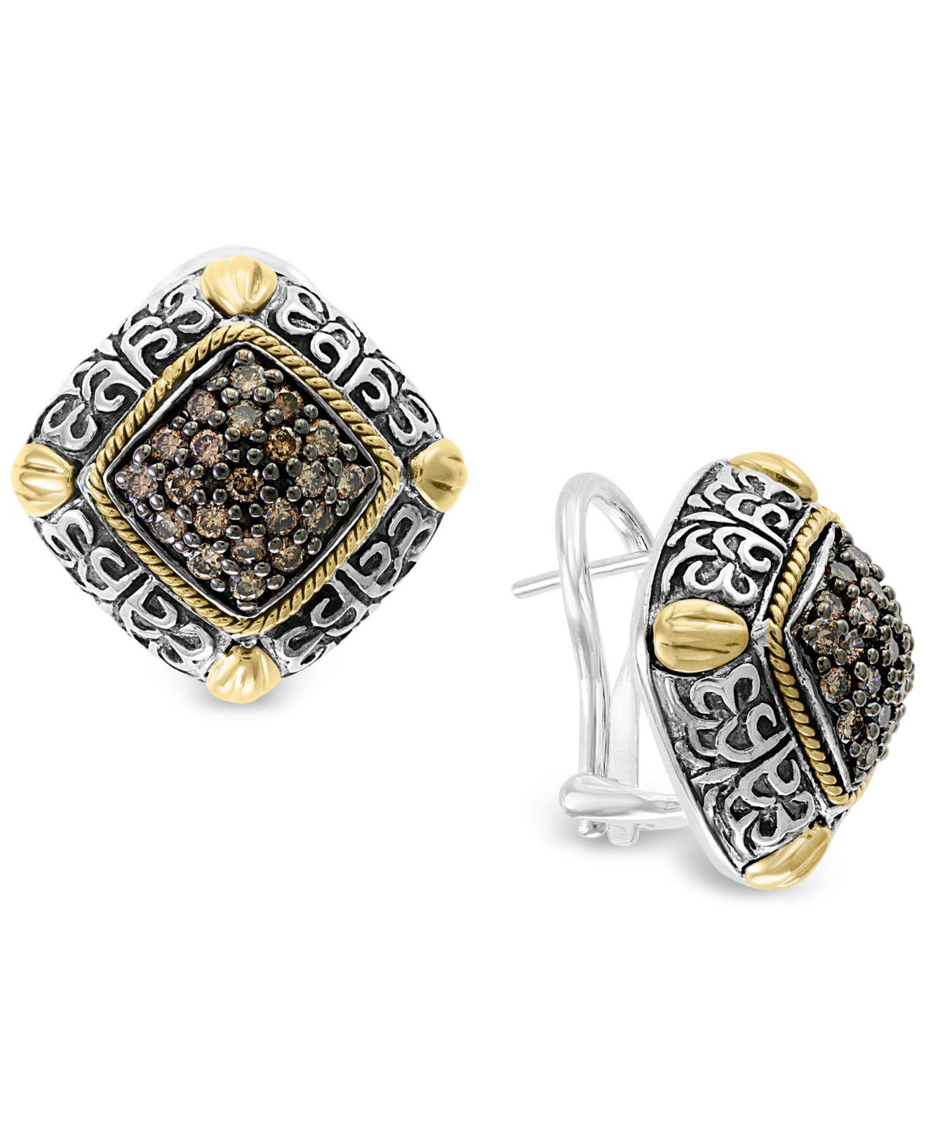 Effy Collection Diamond Filigree Square Stud Earrings (5/8
