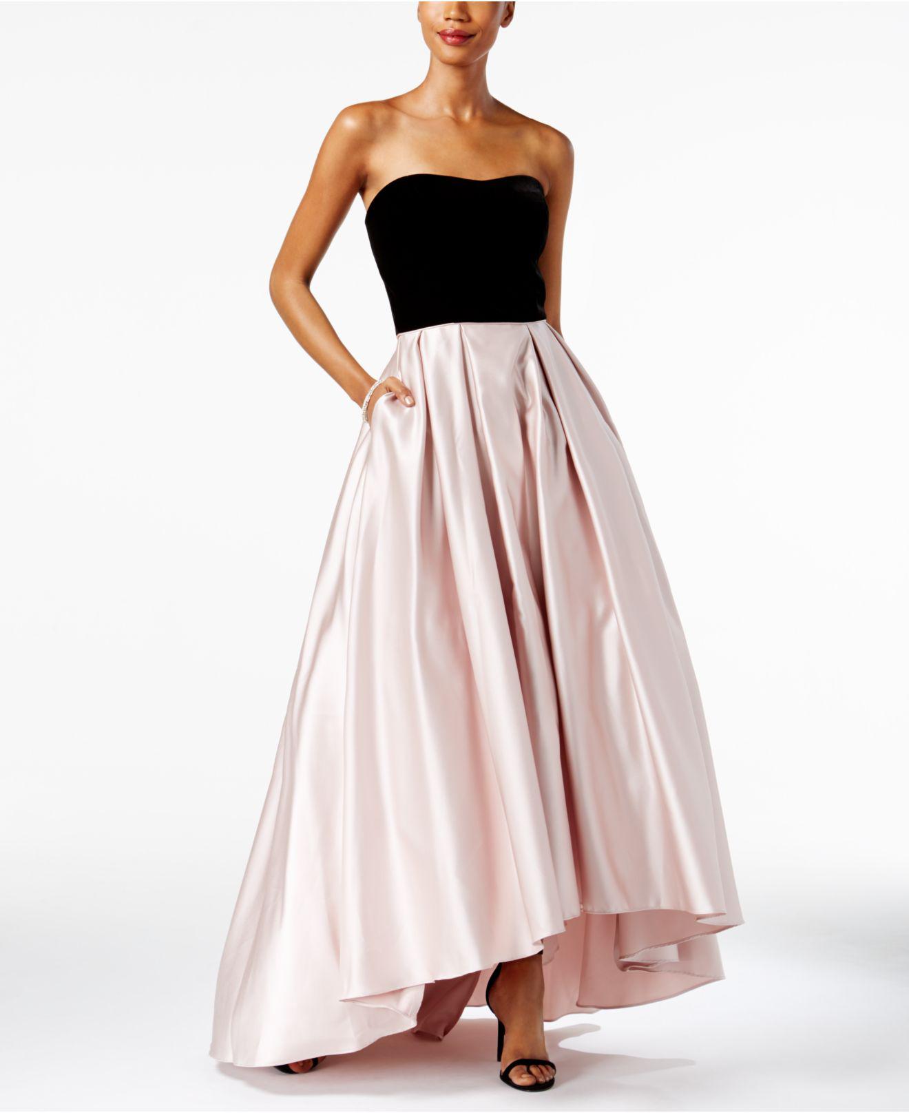strapless high low gown