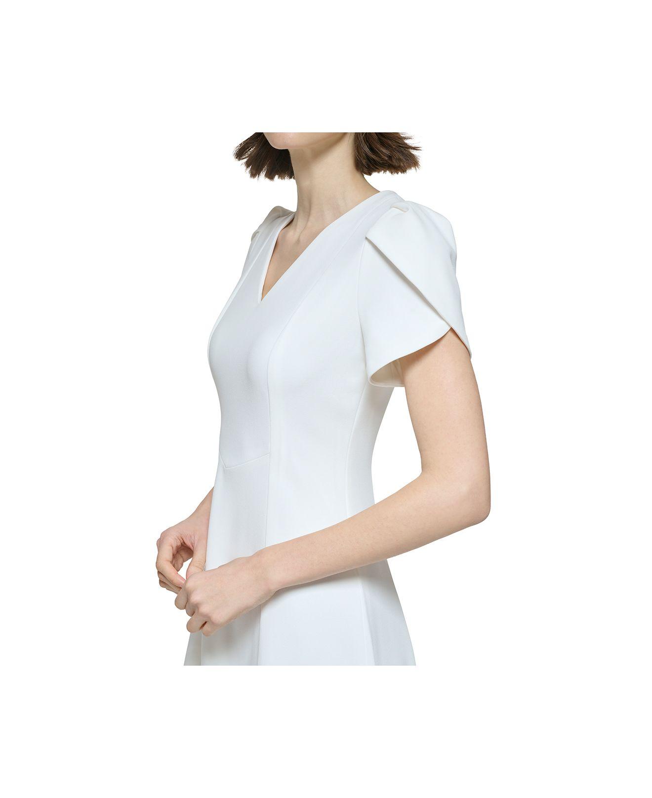Calvin klein tulip sleeve midi dress hotsell