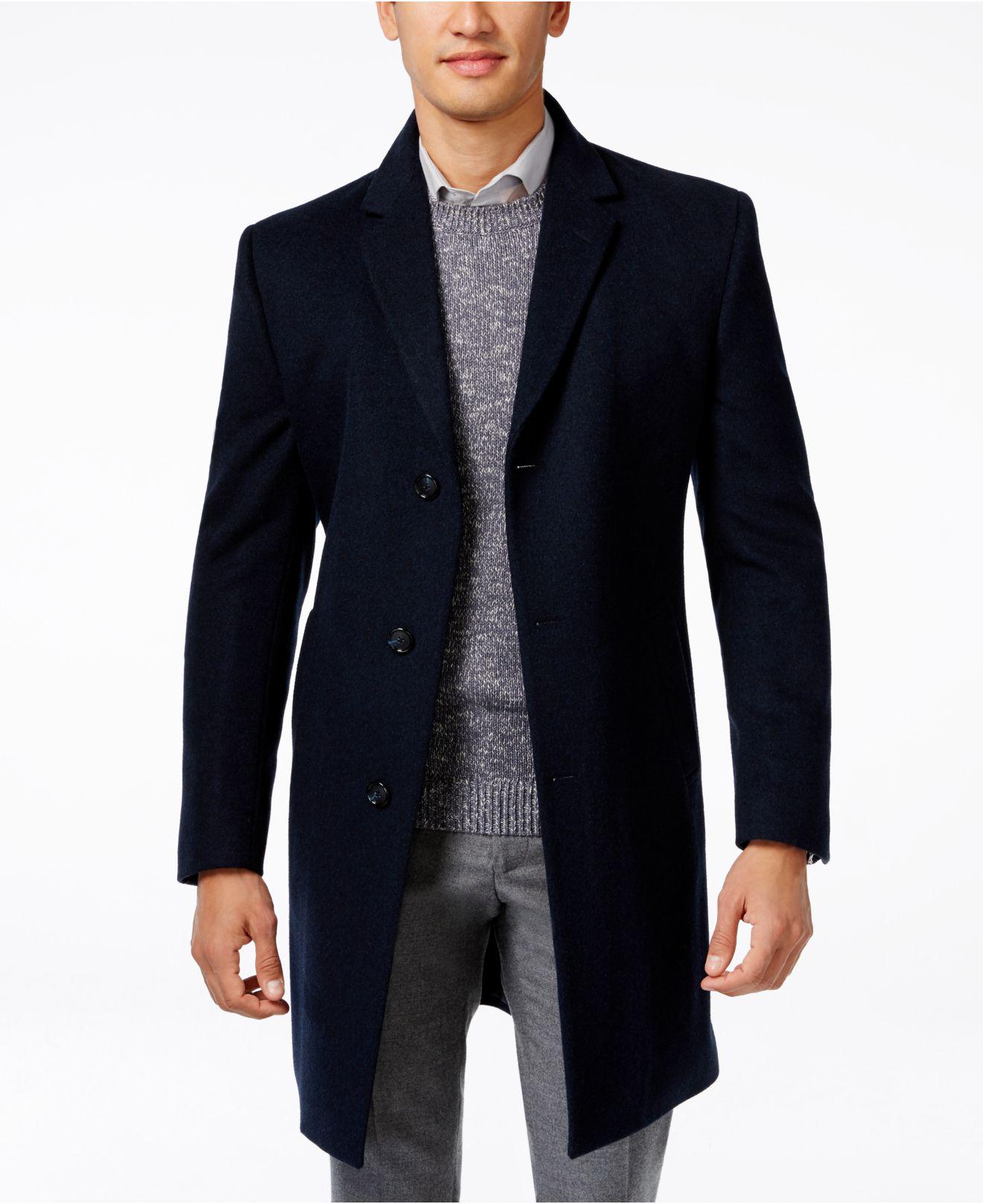 Kenneth Cole Reaction Raburn Wool-Blend Slim-Fit Over Coat in Navy (Blue)  for Men - Lyst