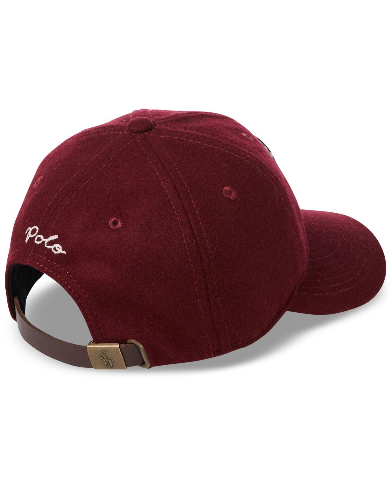 Feat Duiker kam Polo Ralph Lauren P Logo Wool Cap in Red for Men | Lyst