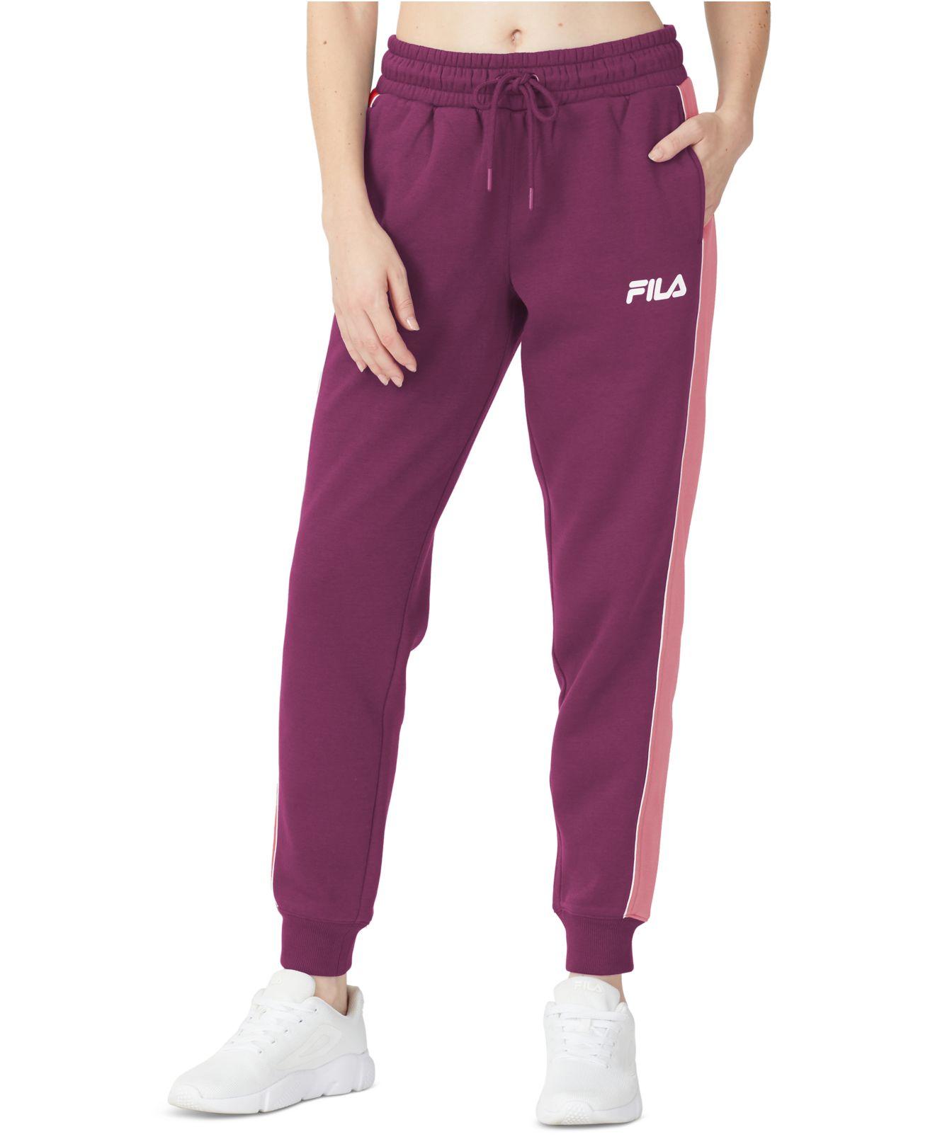 Fila Plus Size Vigor Mid-rise Colorblocked Fleece Joggers in Purple | Lyst