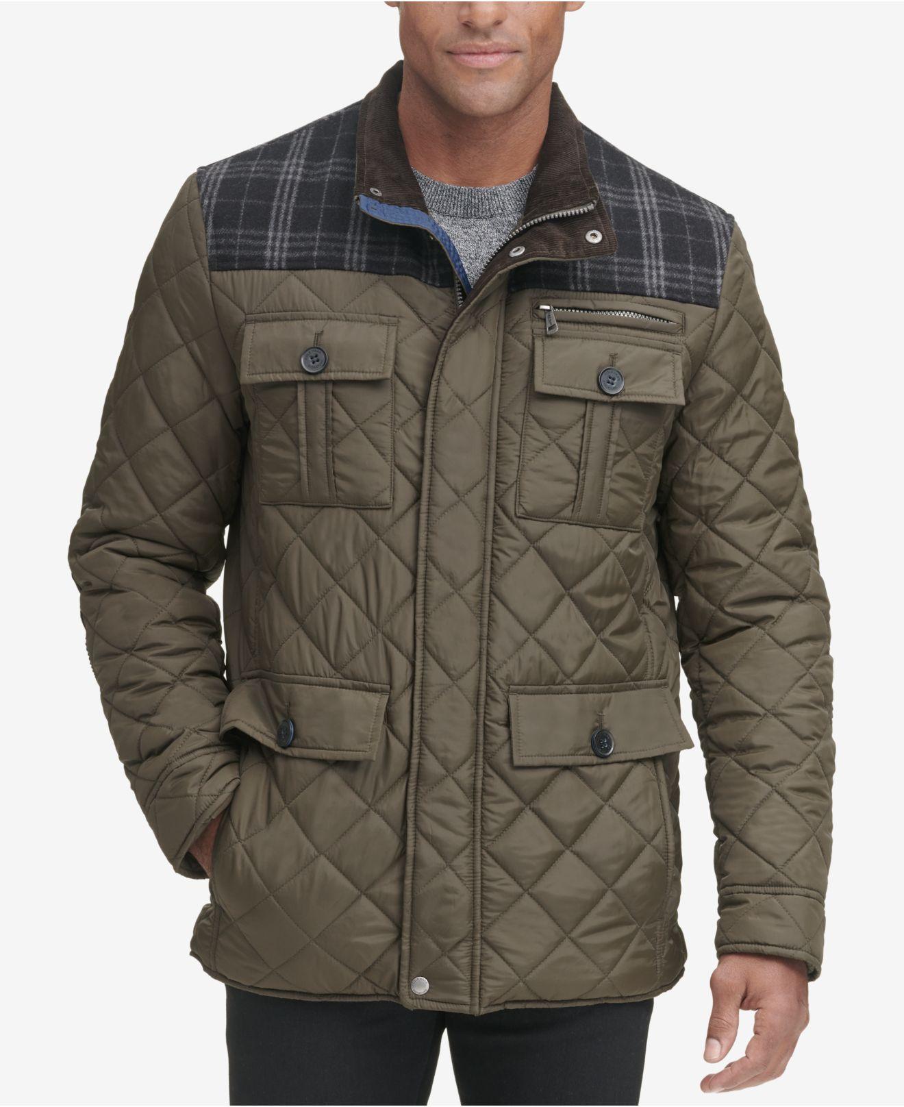 Cole Haan Synthetic Mixed Media Quilted Jacket in Green for Men Lyst