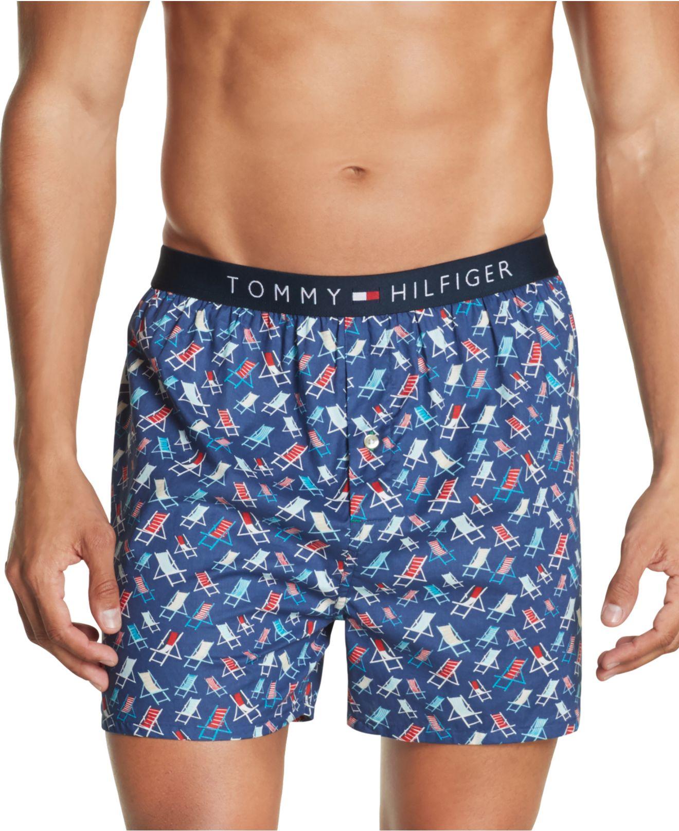Tommy Hilfiger Printed Cotton Boxers in Blue for Men Lyst
