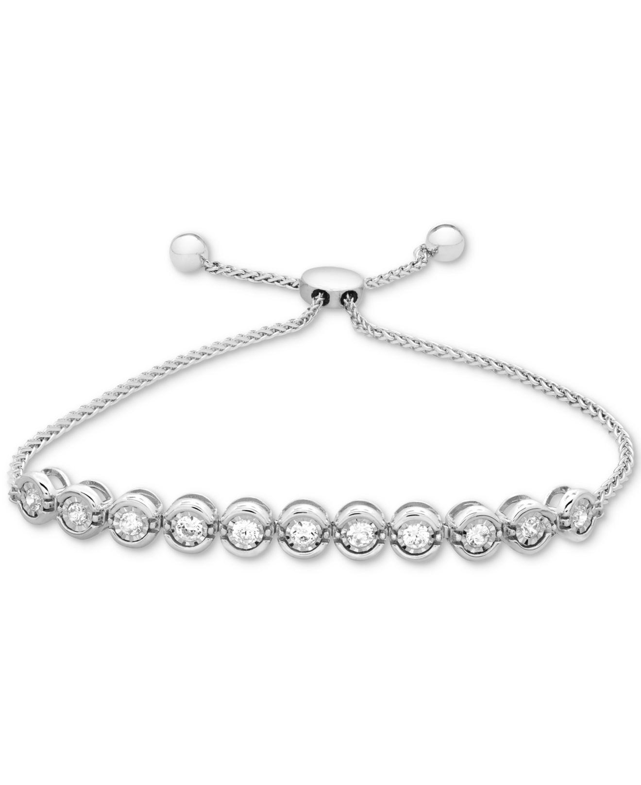 Macy's Diamond Bolo Bracelet (1/2 Ct. T.w.) In 14k White Gold in