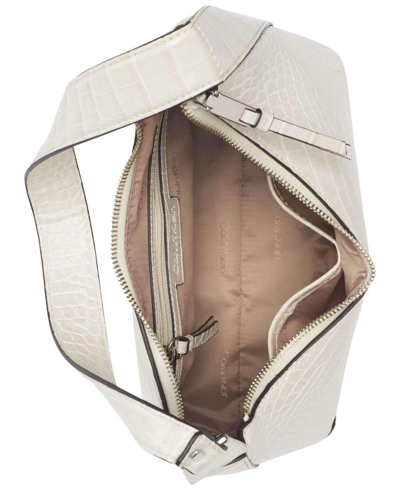Calvin Klein Women's Holly Top Zip Shoulder Bag, Black Croco, One Size:  : Fashion
