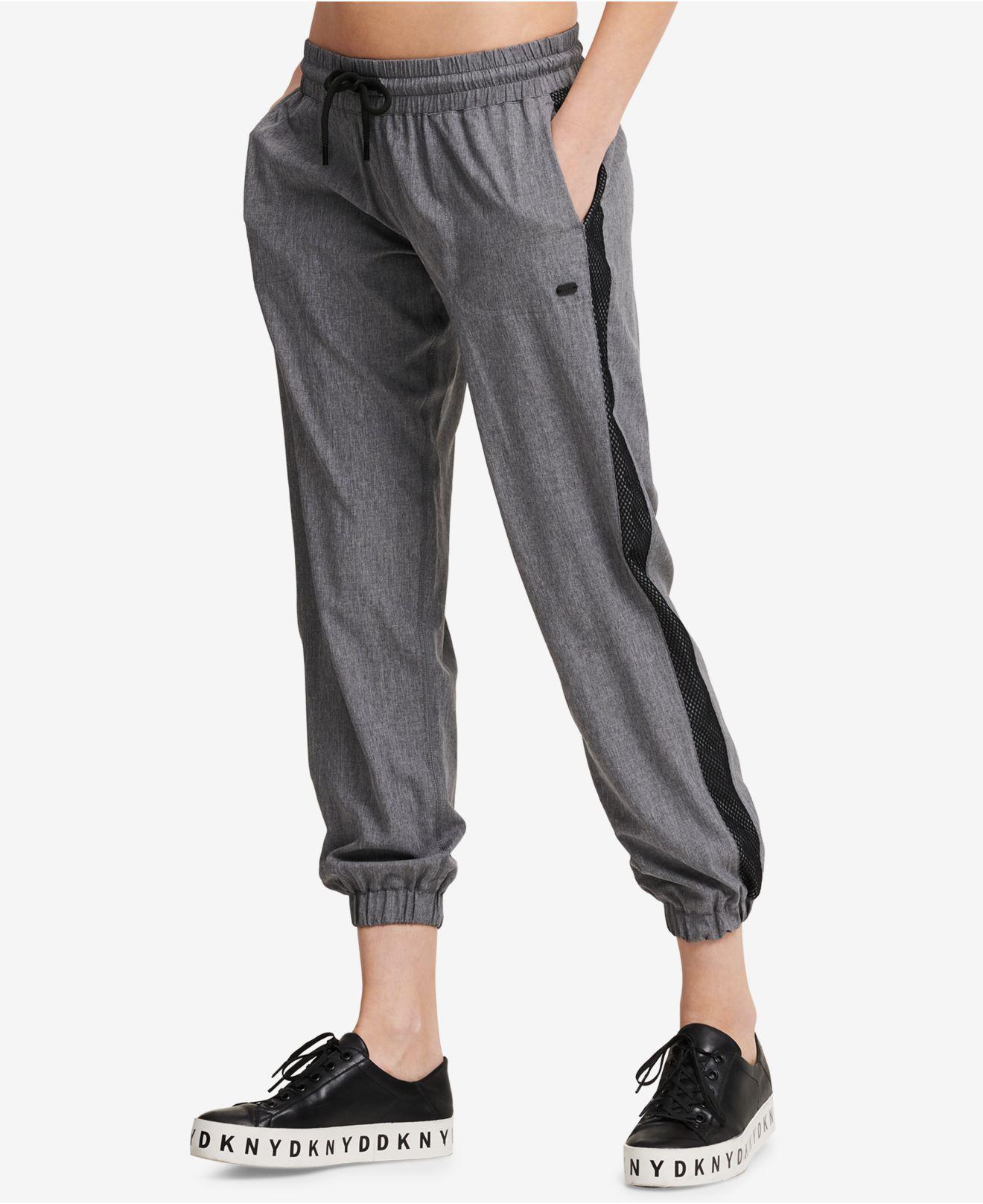DKNY Sport Mesh inset Joggers in Gray Lyst