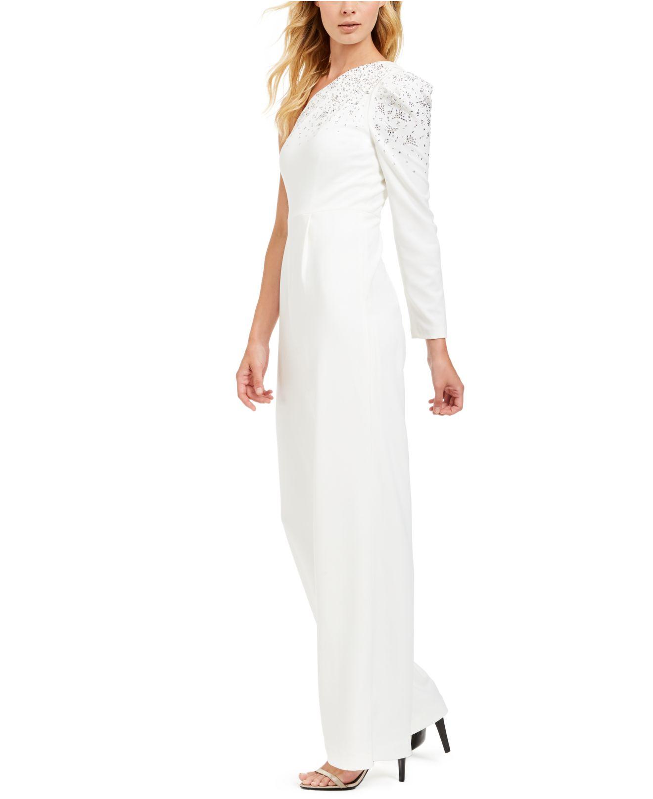 calvin klein one shoulder jumpsuit