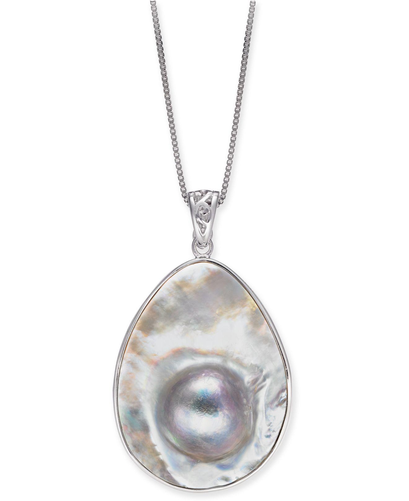 Mabé Blister Pearl 34 X 24mm 18 Pendant Necklace In Sterling Silver
