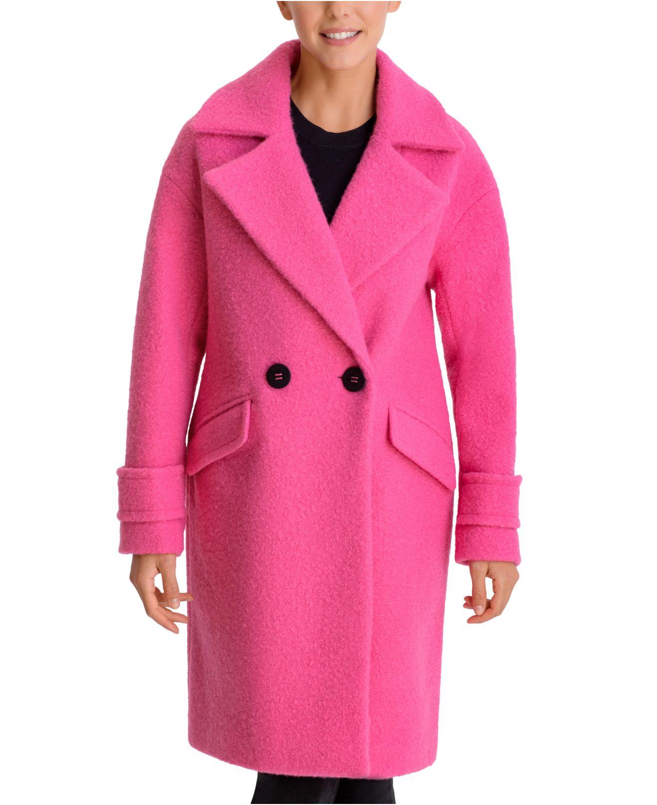BCBGeneration Synthetic Doublebreasted Walker Coat in Hot Pink (Pink