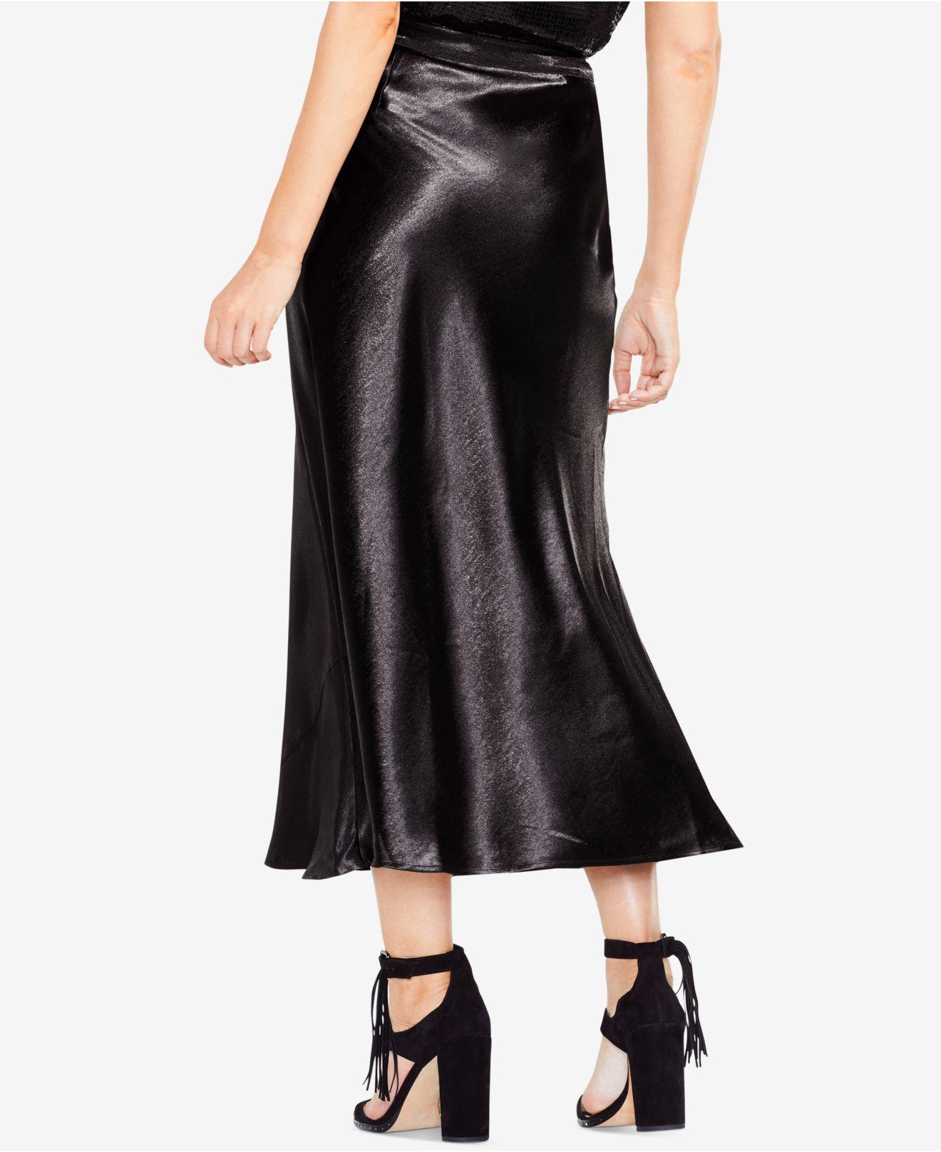 Vince Camuto Satin Maxi Skirt in Black Lyst