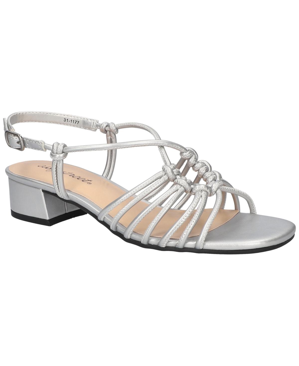 Easy Street Sicilia Buckle Slingback Block Heel Sandals in White