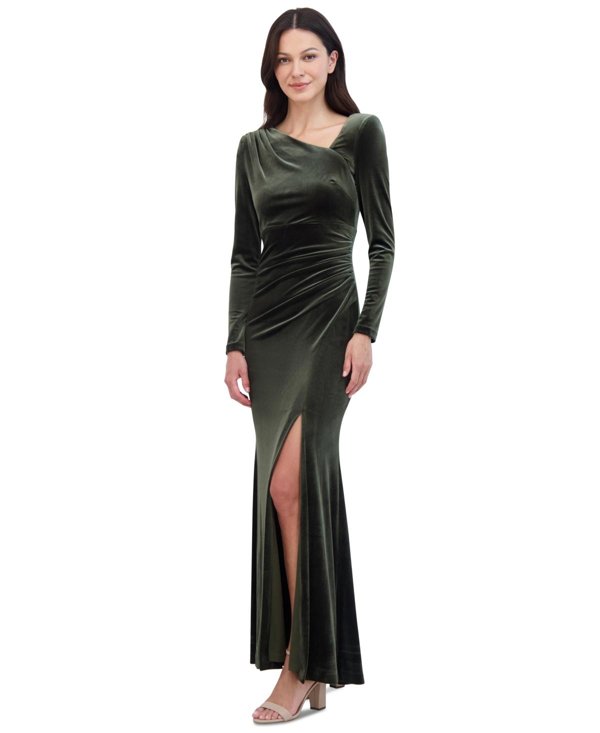 Eliza J Velvet Ruched Gown in Black Lyst
