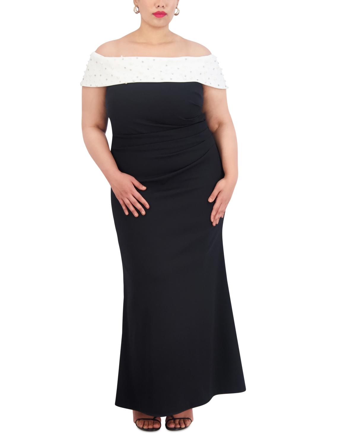 Eliza J Plus Size Embellished Off the shoulder Gown in Black Lyst