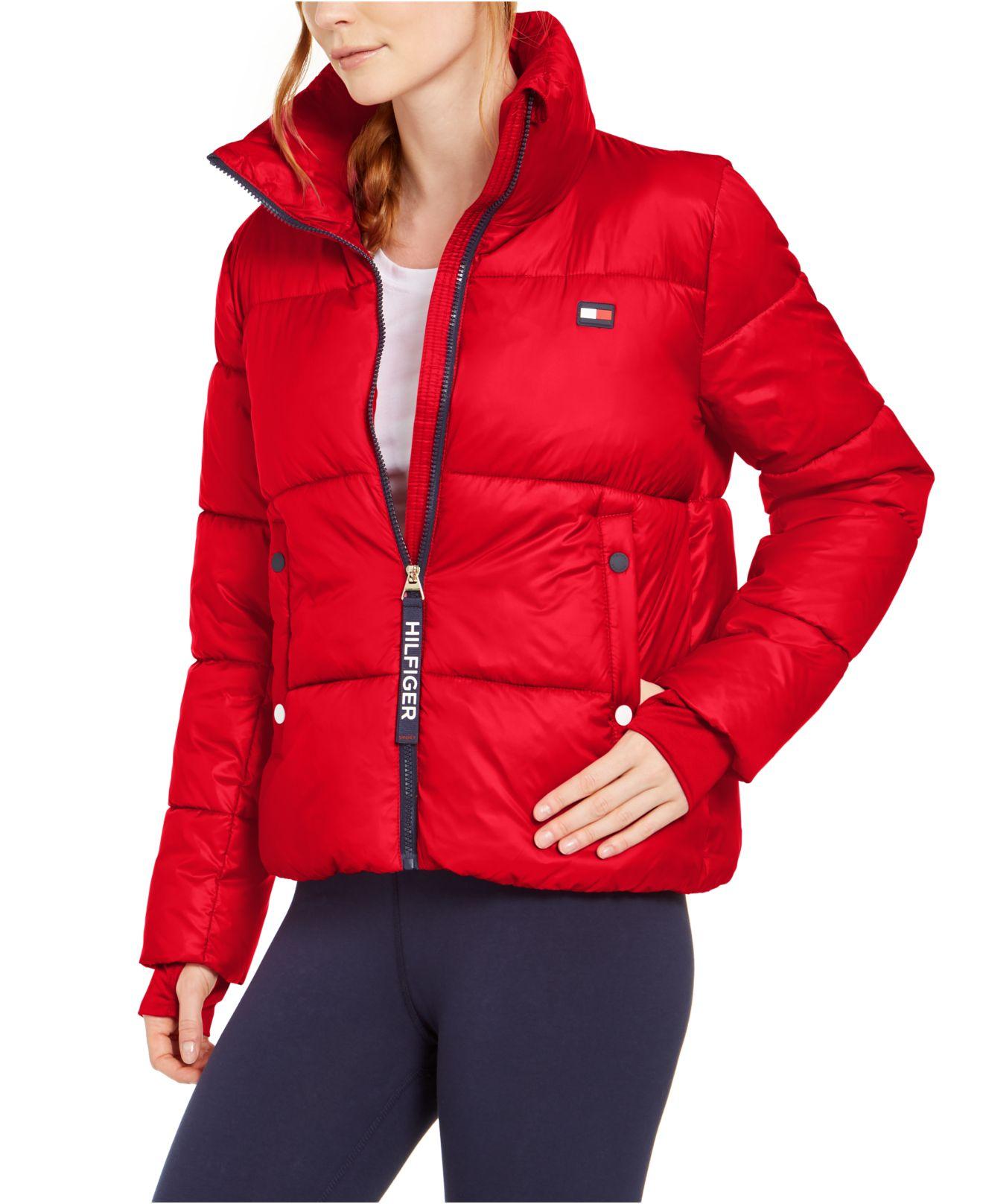 tommy hilfiger sport flag hooded puffer jacket