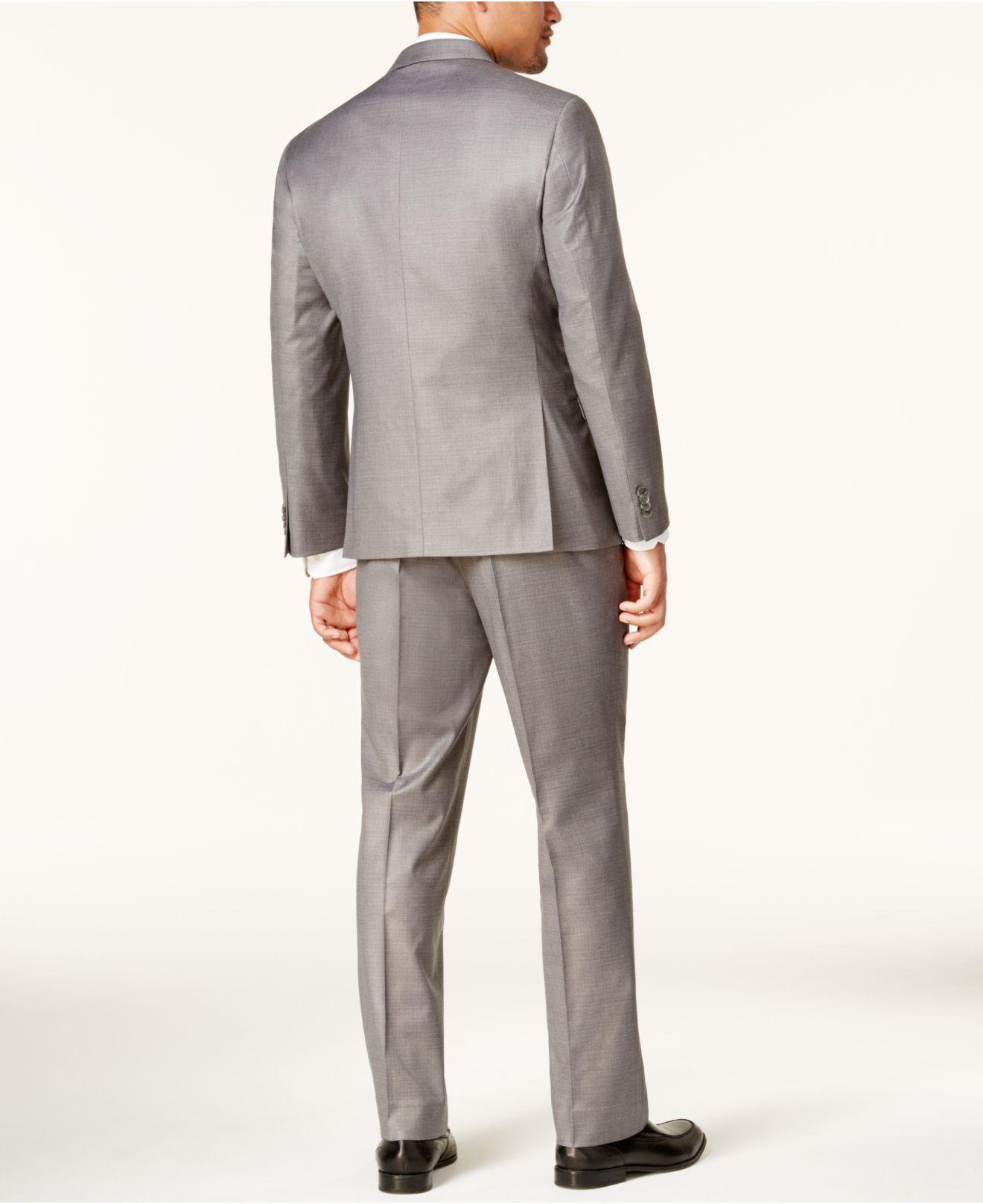 48L Gunmetal Basketweave Kenneth Cole REACTION Mens Stretch Slim Fit Suit