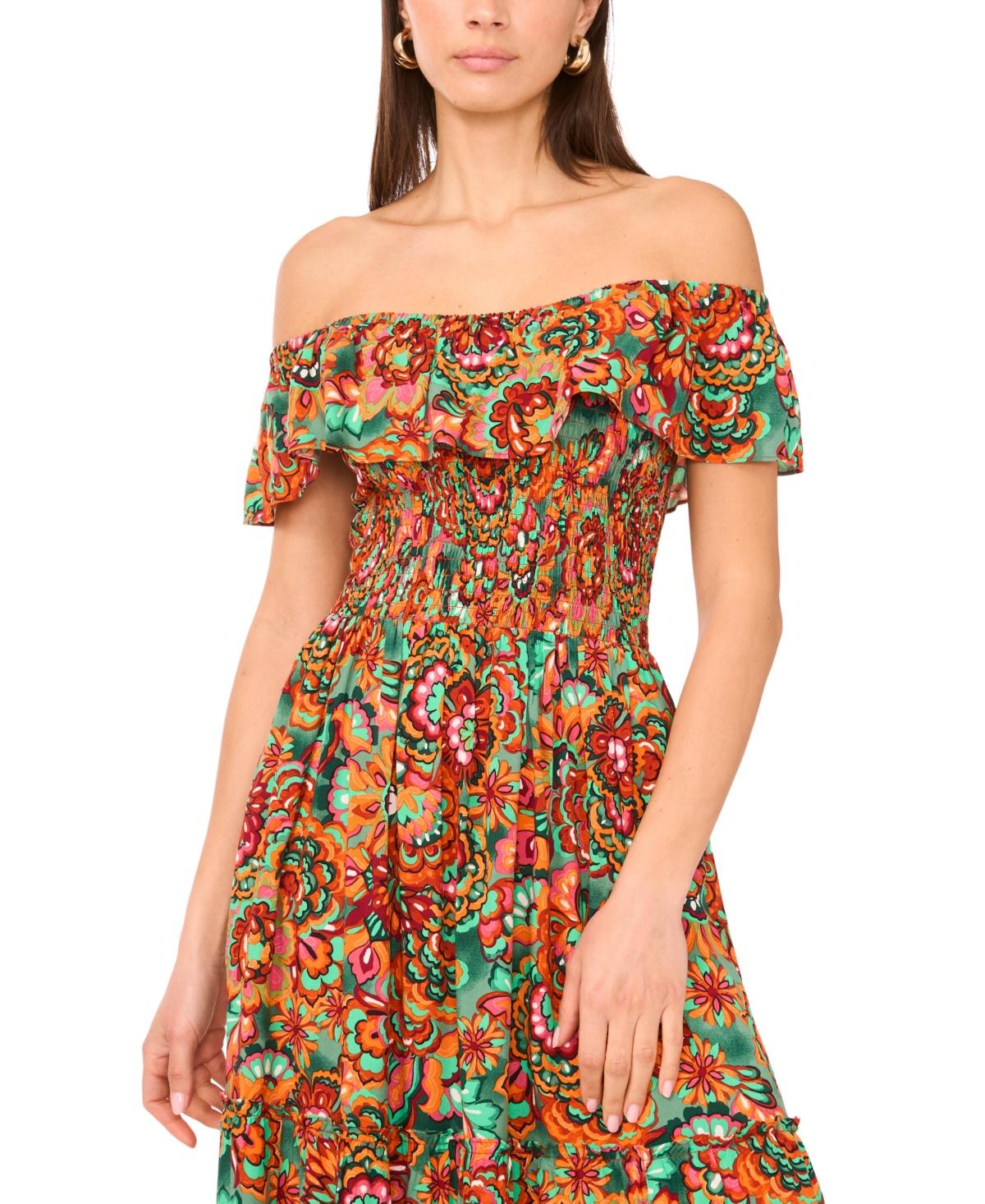 vince camuto orange dress Size 6 VINCE CAMUTO Orange Print Dress