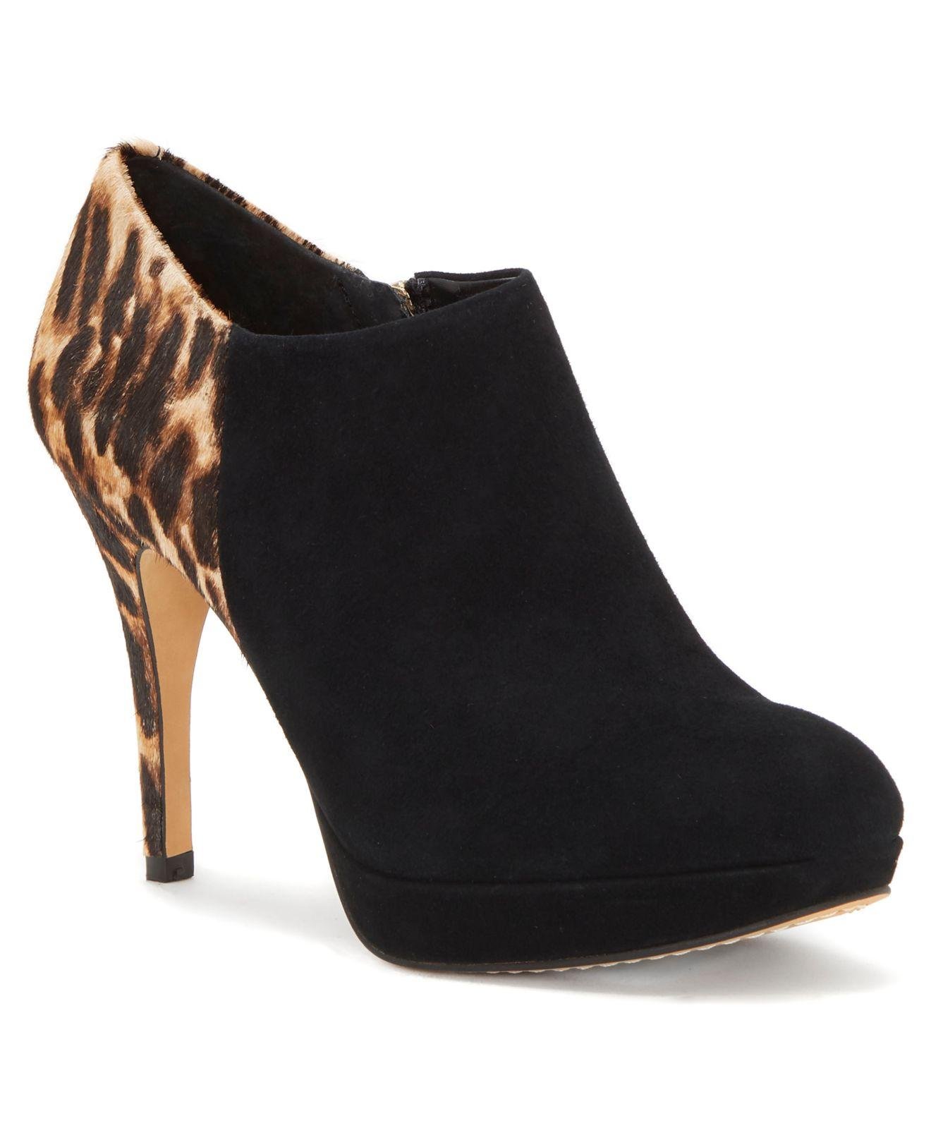 vince camuto leopard booties
