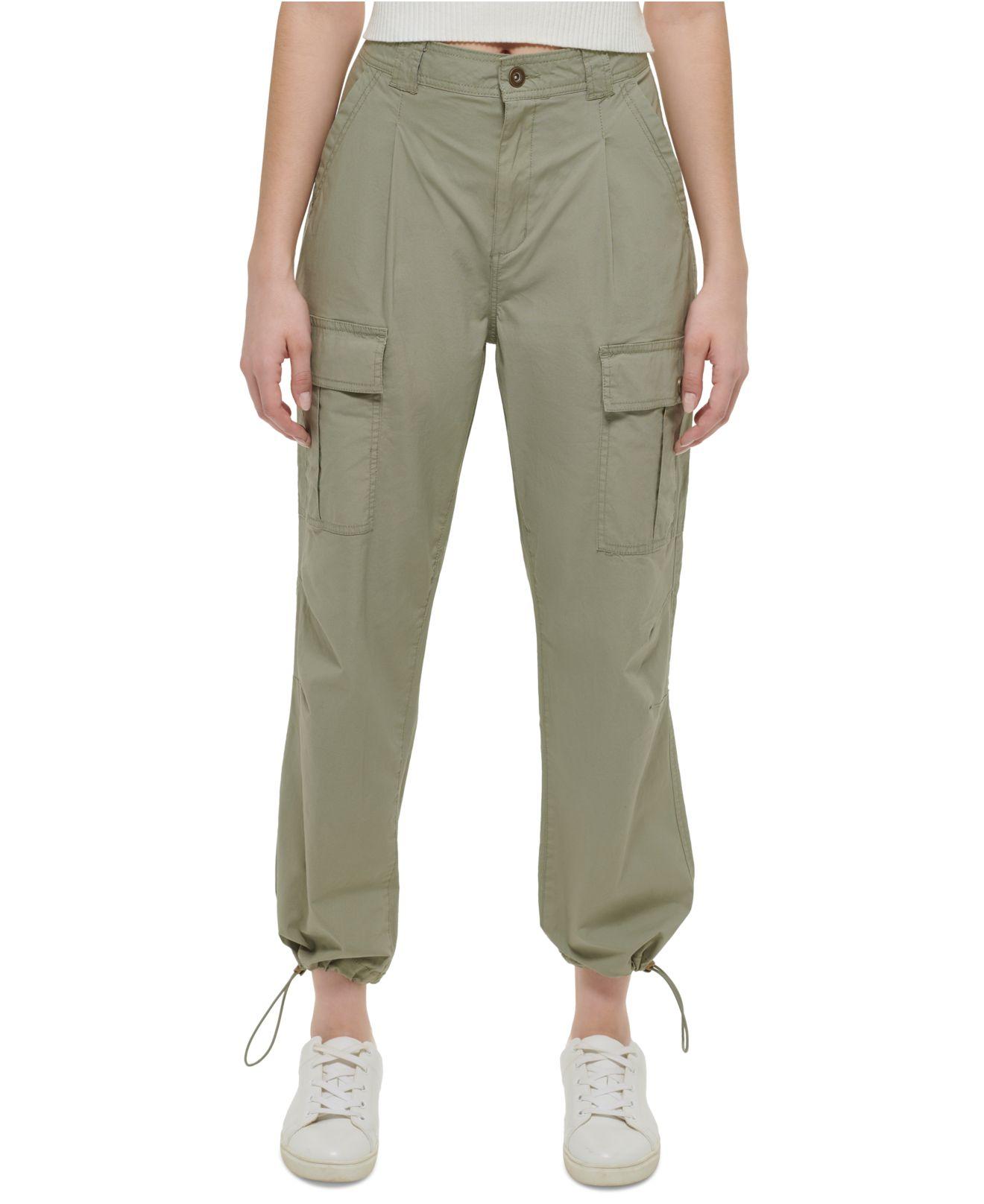 DKNY Highrise Belted Straightleg Cargo Pants in Green Lyst