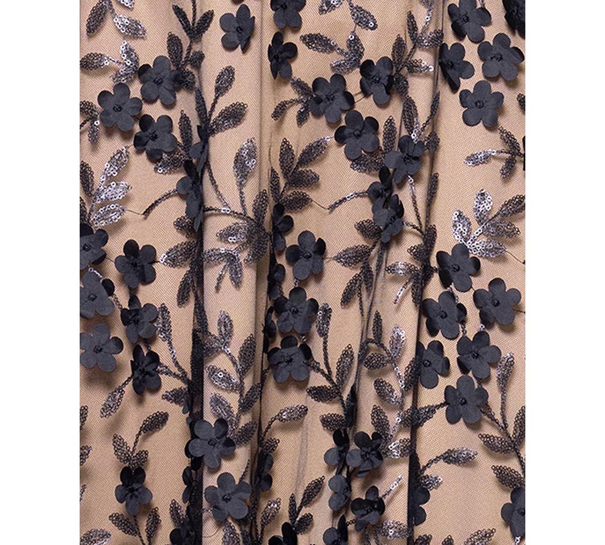 Xscape Boat-neck Cap-sleeve 3d-rosette Gown Lyst