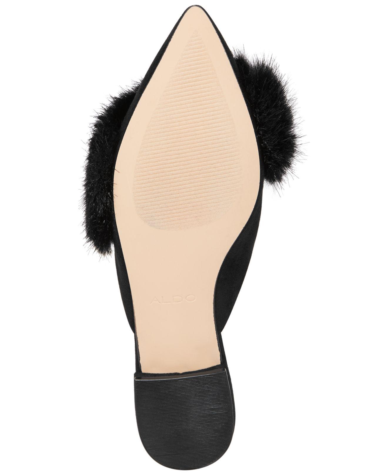 faux fur mules women