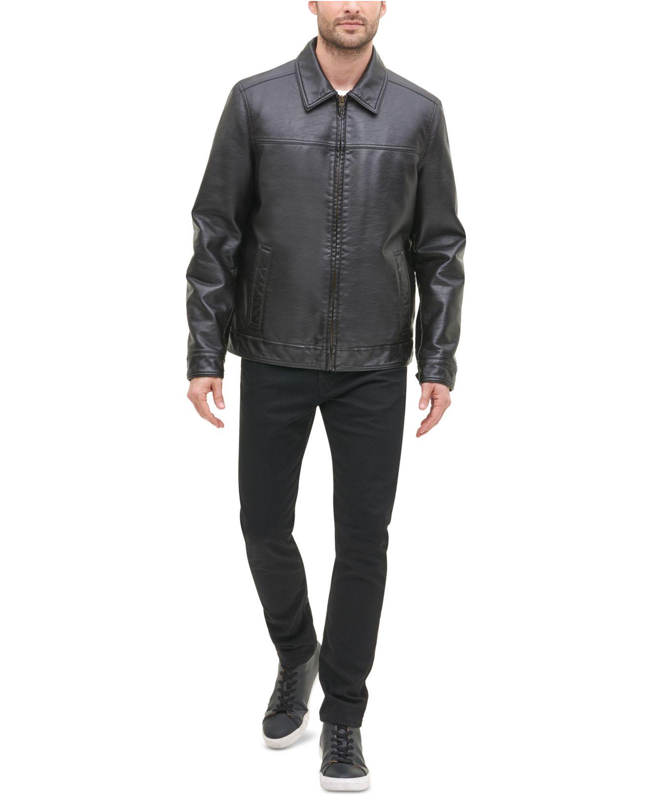 tommy hilfiger men's faux leather bomber jacket