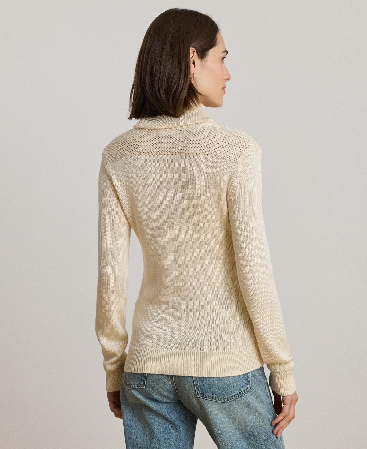 Ralph Lauren Sabree Long Sleeve Buckle-trim Sweater in Natural | Lyst